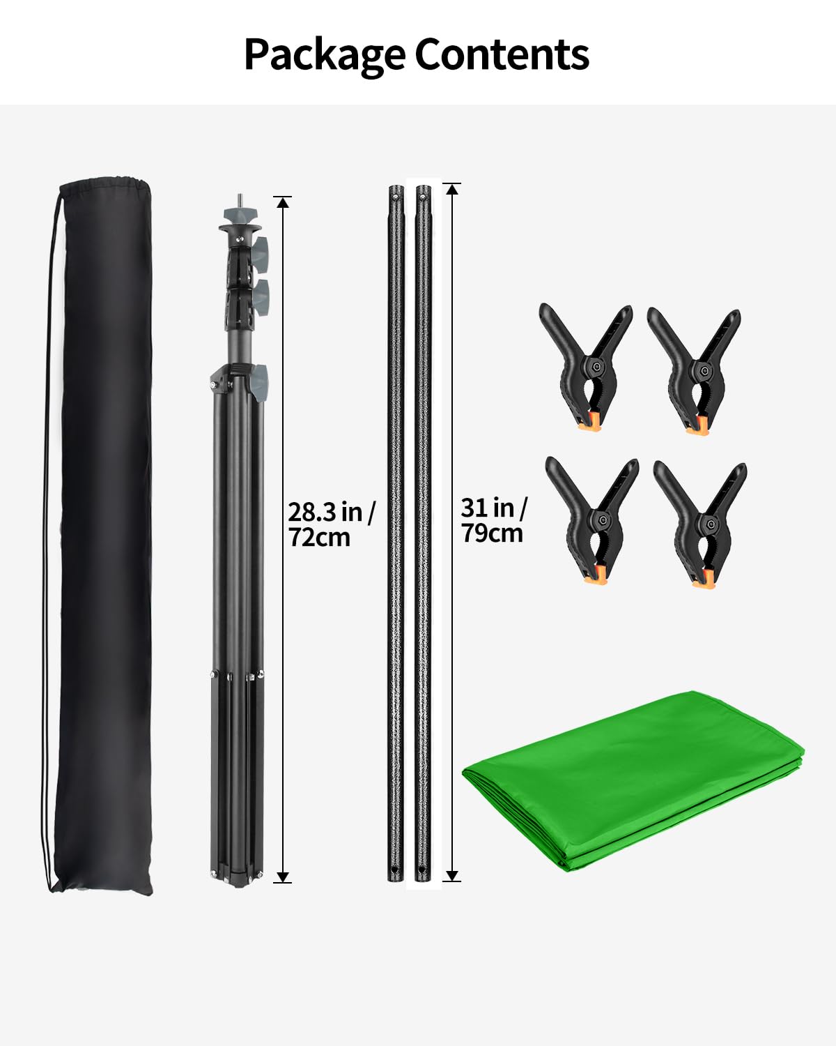 HEMMOTOP 5x6.5 ft Portable Green Screen Backdrop Kit with Stand - Professional Chroma Key Background for Live Streaming, YouTube Videos, Zoom Meetings & Gaming - Includes Clips & Carrying Bag for Easy Setup & Transport