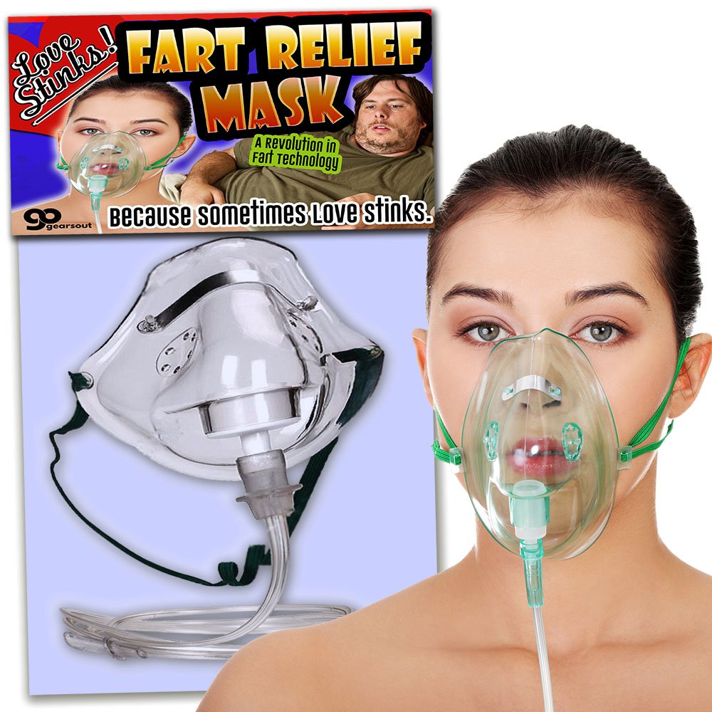 Gears Out Love Stinks Fart Relief Mask - Funny Gag Gift for Women, Wives & Bridal Showers - Dutch Oven Prank Oxygen Mask - Perfect for Parties, Pranks & Unique Gift Giving