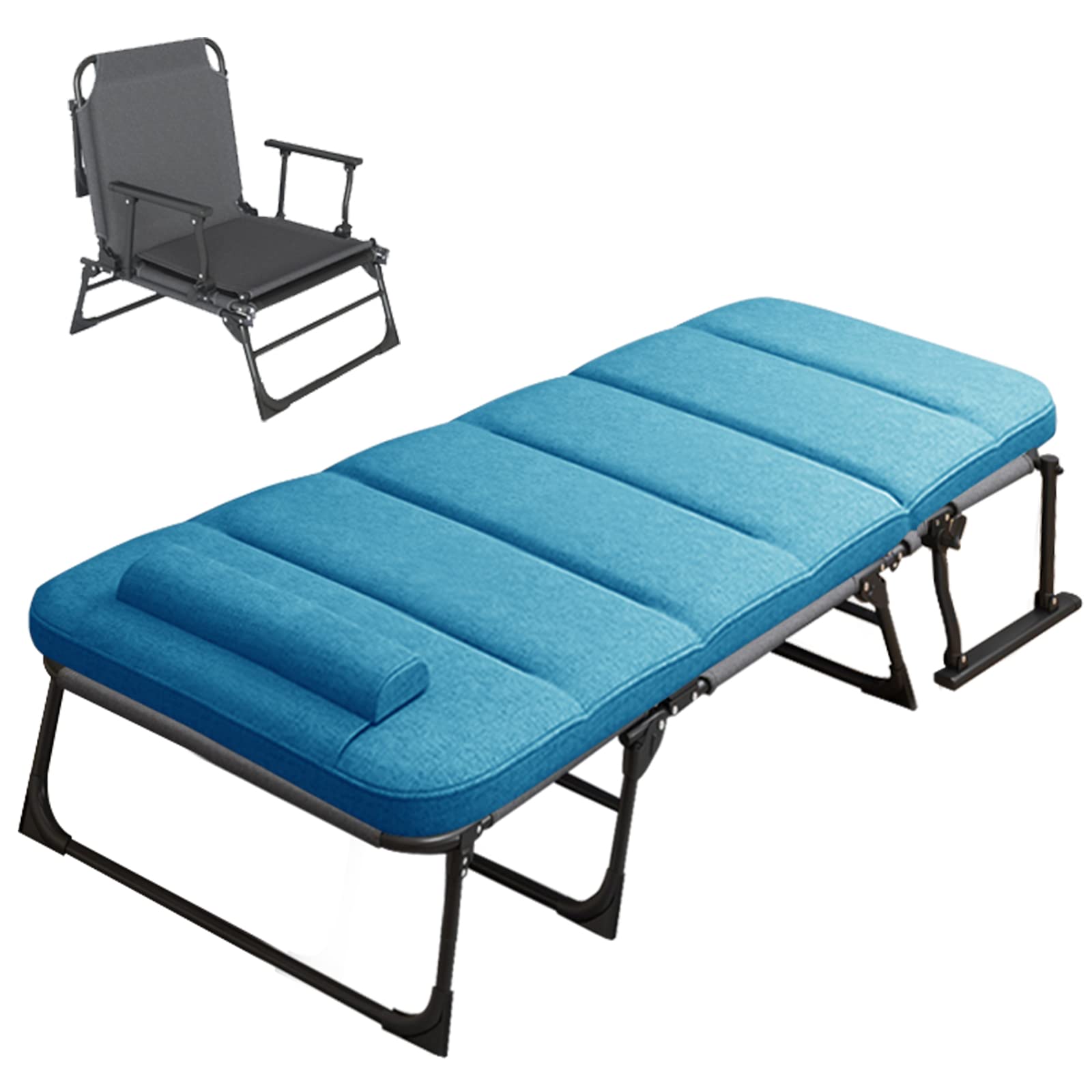 ABORON Heavy Duty Portable Folding Guest Bed with Mattress - Single Metal Platform Bed Frame for Adults - Space Saving Rollaway Bed for Home, Office & Camping - Perfect for Spare Bedroom, Sleepovers & Temporary Accommodation