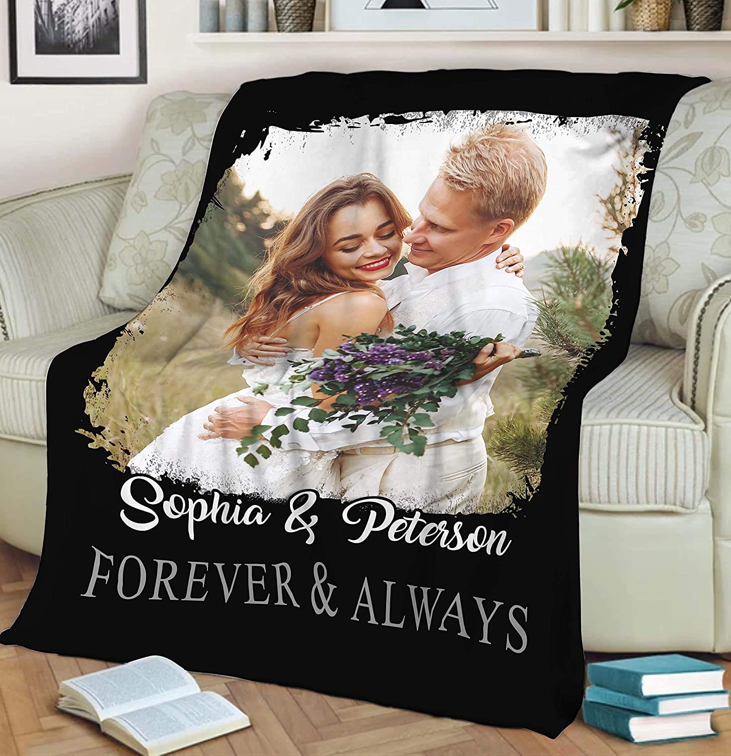 Custom Photo Blanket 60x80 Inches - Personalized Fleece Blanket with Your Picture, Premium Soft Cozy Throw for Couples, Anniversary & Valentine's Day Gifts - Perfect for Cuddling on Sofa, Bed or Outdoor Picnics