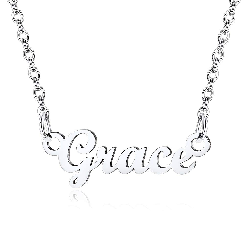 Custom4U Personalized Name Necklace - 18K Gold Plated Stainless Steel Pendant Jewelry - Unique Bridesmaid Birthday Gift for Women - Perfect for Weddings, Anniversaries & Special Occasions