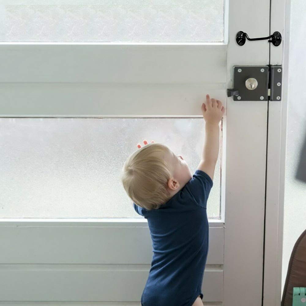 2 Pack 3 Inch Black Privacy Hook and Eye Latch - Heavy Duty Easy Lock for Barn Doors, Gates, Windows & Cabinets - Secure Home, Shed & Garage Security Hardware