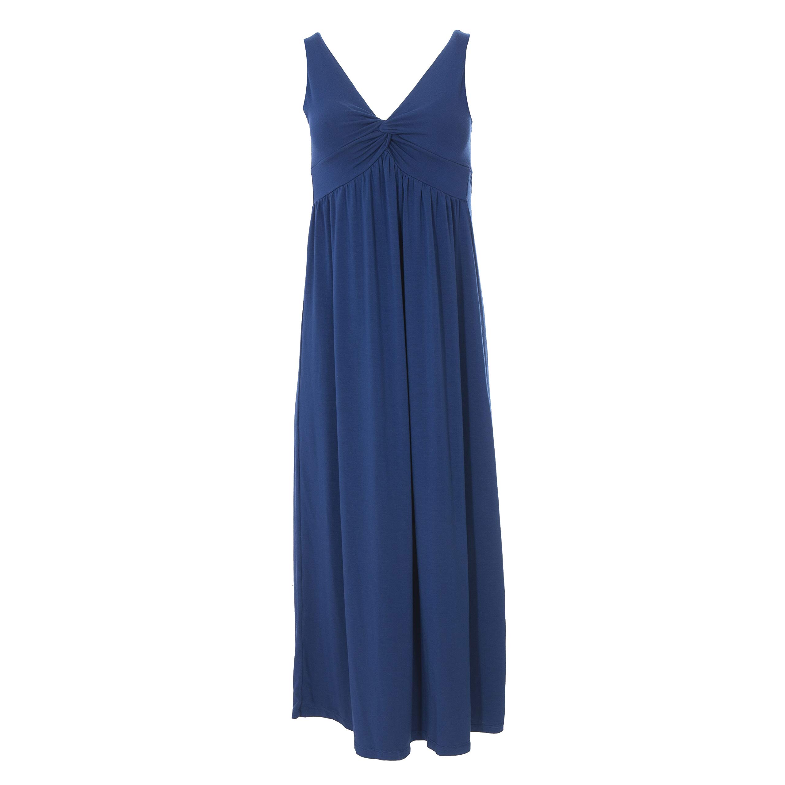 KicKee Women's Solid Color Simple Twist Nightgown - Comfortable Sleepwear for Women (Size M, Navy Blue) | Perfect for Lounge Wear, Bedtime & Relaxing at Home