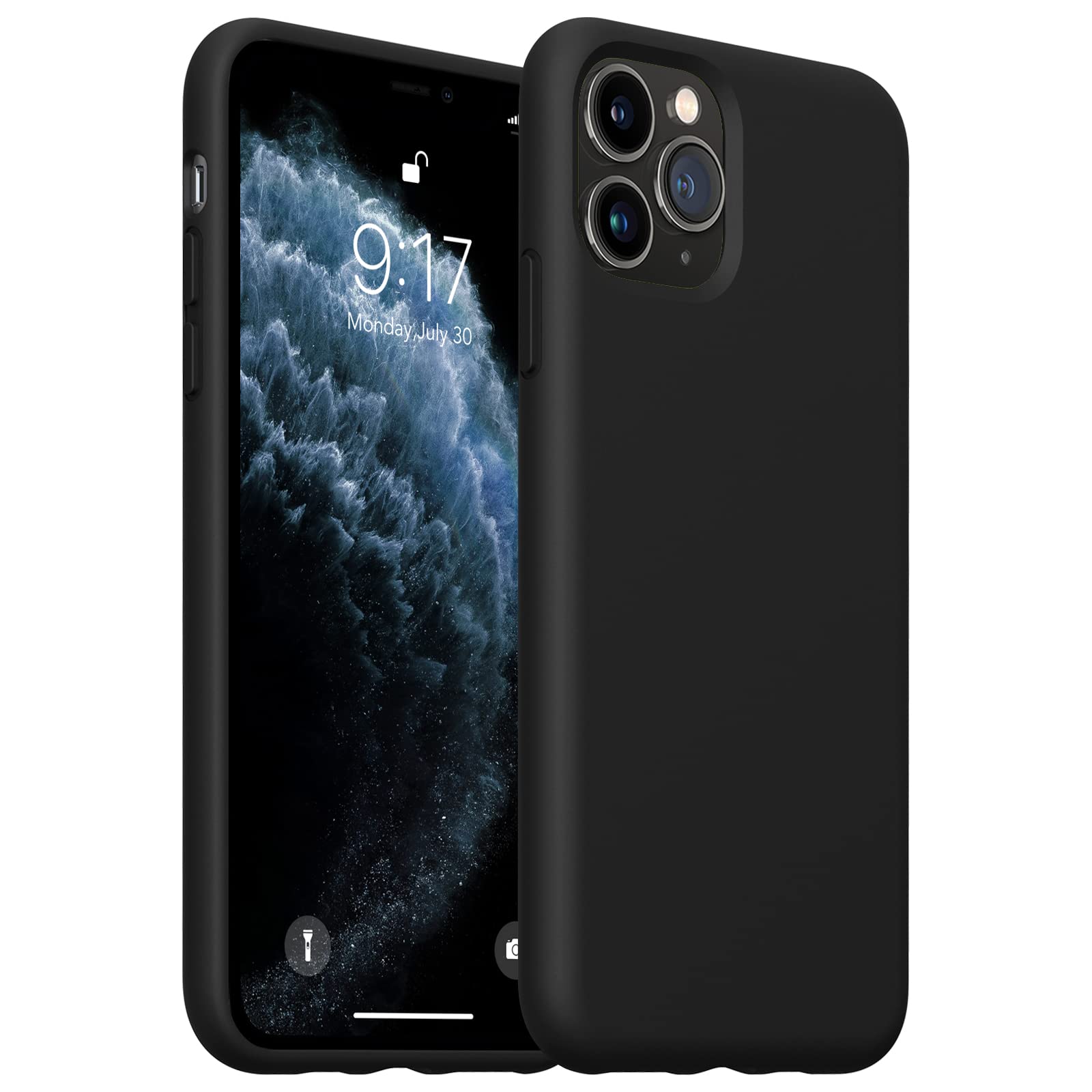 OuXul Slim Liquid Silicone Case for iPhone 11 Pro Max 6.5 Inch - Full Body Protection with Microfiber Lining | Shockproof & Scratch Resistant Cover | Perfect for Work, Travel & Everyday Use (Black)