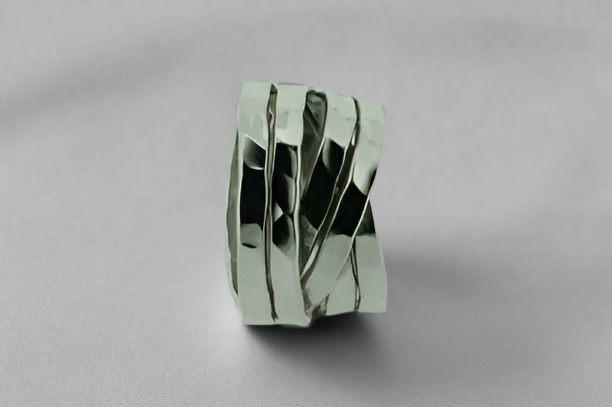 Flat Hammered Knot Ring Sterling Silver - Elegant Boho Jewelry for Women, Perfect for Everyday Wear & Special Occasions