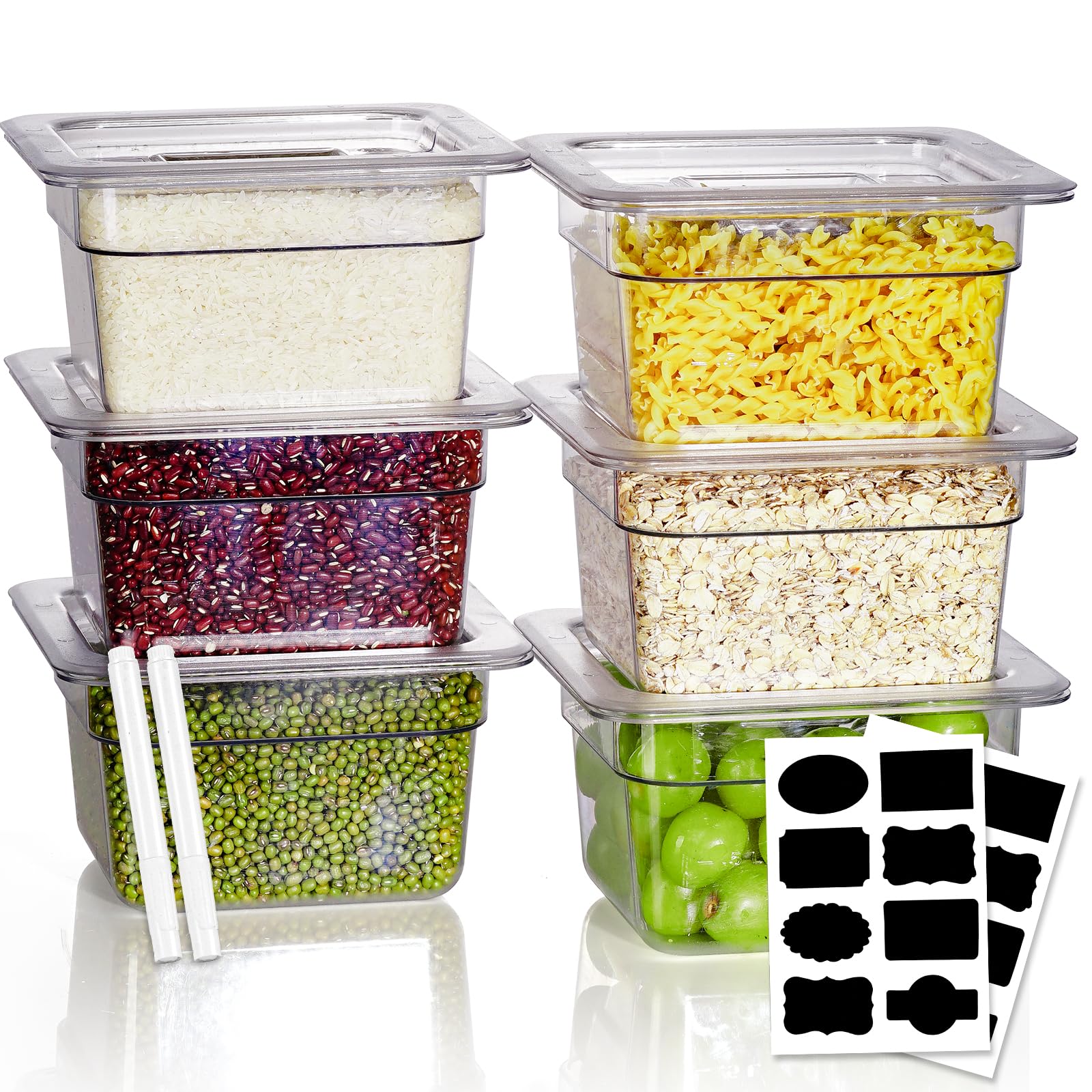 1/6 Size 2.5 Inch Clear NSF Polycarbonate Food Pan - 9 PCS Set | BPA-Free Commercial Food Storage Containers with Lids | Hot & Cold Resistant | Restaurant, Hotel & Catering Use | Food Grade Safe for Kitchen, Buffet & Meal Prep
