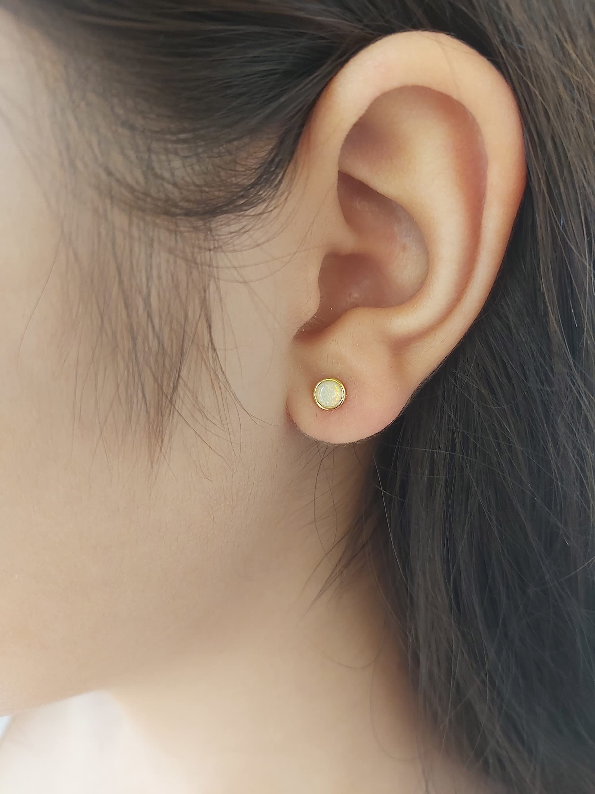 4mm Opal Stud Earrings for Women - Minimalist Fashion Jewelry - Perfect for Everyday Wear, Office & Special Occasions