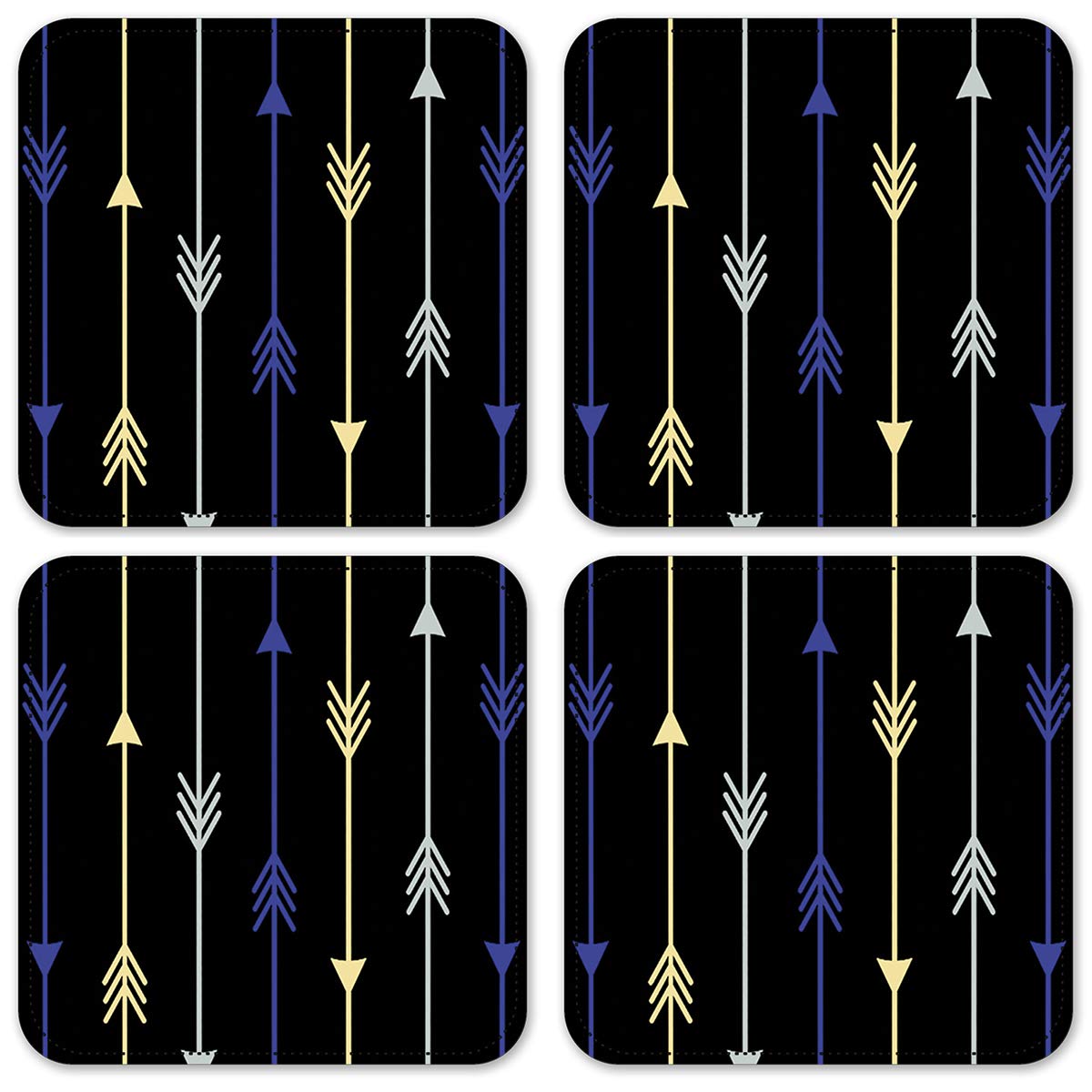 Premium Vinyl Drink Coasters Set of 4 - Non-Slip Arrow Design Coasters for Coffee Tables, Bars & Home Decor - Waterproof & Durable Beverage Protectors