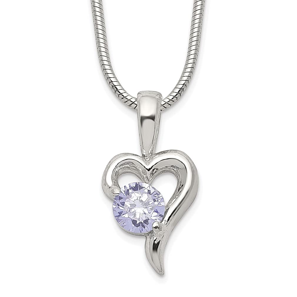 925 Sterling Silver Purple Cubic Zirconia Heart Pendant Necklace - Elegant CZ Jewelry for Women, Perfect Gift for Her - Ideal for Valentine's Day, Anniversary, Birthday & Special Occasions