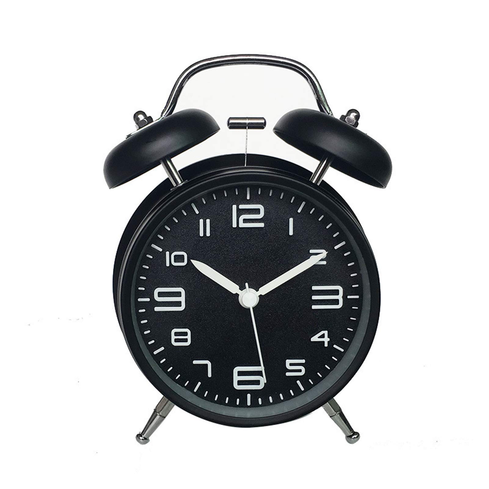 Changshuo 4-Inch Twin Bell Alarm Clock with 3D Dial & Backlight - Battery Operated Loud Alarm Clock for Bedroom (Black) | Perfect for Heavy Sleepers, Home & Office Use