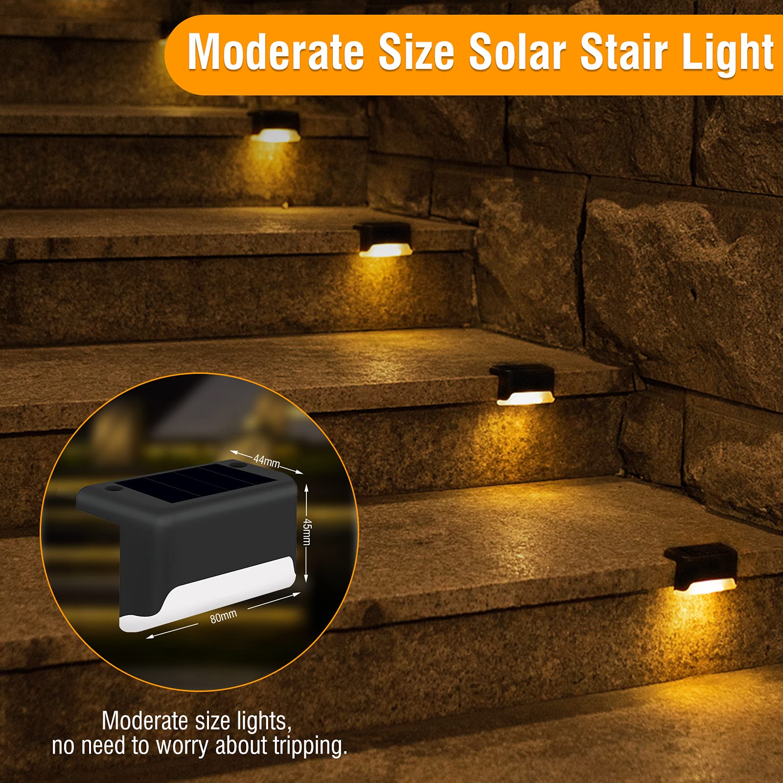 **4 Pack Solar Deck Lights Outdoor - IP65 Waterproof LED Solar Step Lights for Stairs, Fence, Railing, Yard, Patio & Pathway - Warm White - Perfect for Nighttime Safety & Ambiance**