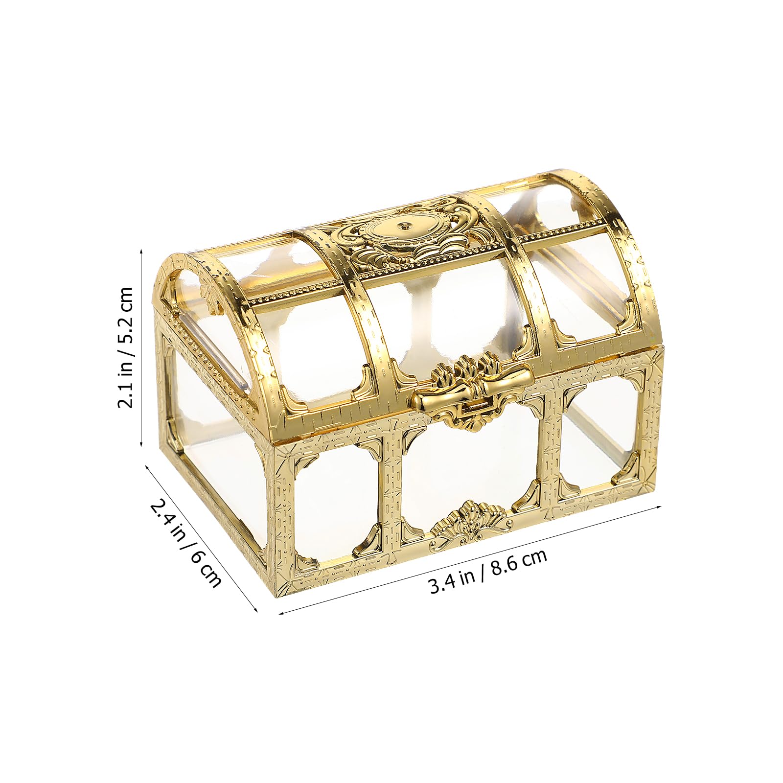 Kisangel Pirate Treasure Chest - Small Plastic Transparent Jewelry Box with Crystal Texture for Trinket Storage, Keepsake Organizer, Candy Holder - Perfect for Kids' Pirate Themed Parties, Halloween Decor, and DIY Craft Projects