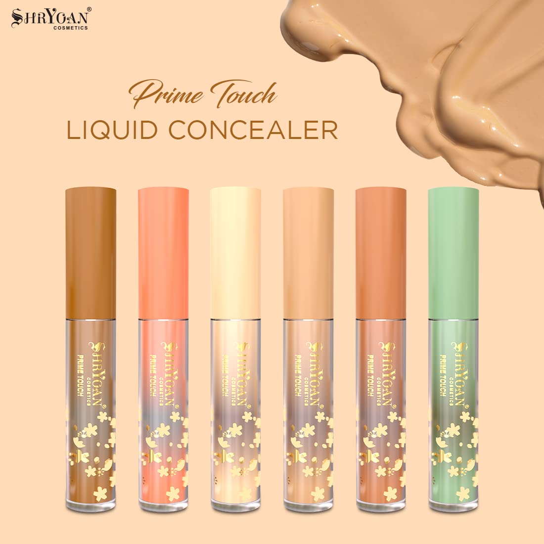 Shryoan Prime Touch Liquid Concealer - Full Coverage, Long Lasting & Waterproof Face Makeup | Easy to Blend for Flawless Skin | Perfect for Daily Wear, Special Occasions & Photo Shoots (8g)