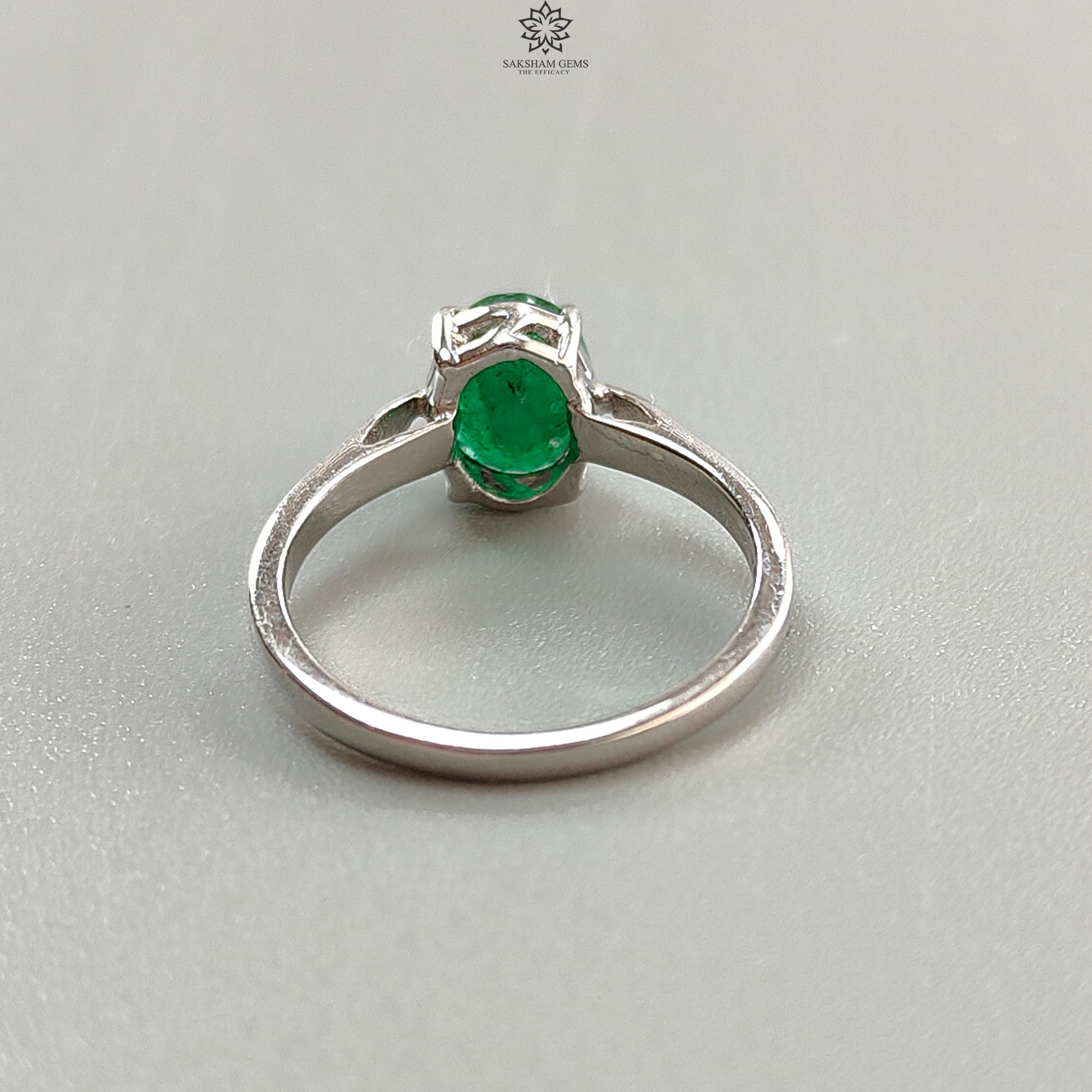 Natural Emerald Silver Ring - 2.22gms Oval Faceted Cut 925 Sterling Silver Prong Set Jewelry for Women | Perfect for Engagement, Anniversary Gifts & Everyday Elegance