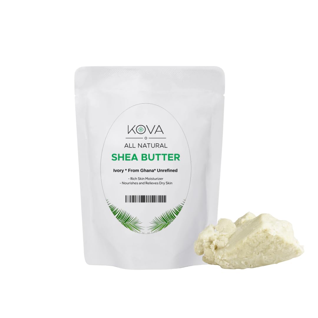 Organic Raw Unrefined African Shea Butter - 100% Pure Natural Moisturizer for Skin & Hair, 1Lb (White/Ivory) - Ideal for Dry Skin, Eczema, Stretch Marks & DIY Beauty Recipes