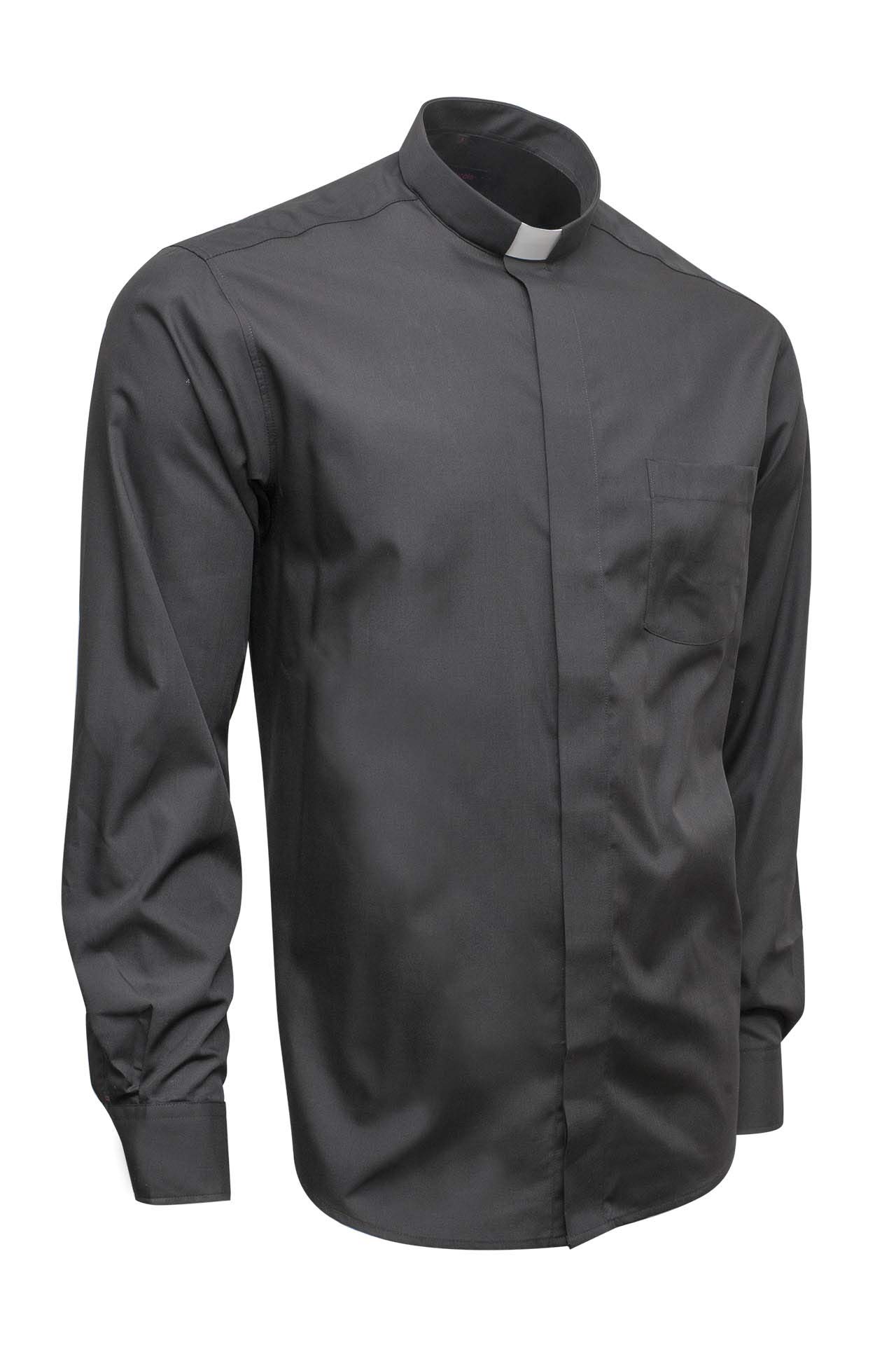 Non-Iron Clergy Shirt Long Sleeve - Classic Fit Black Shirt for Priests & Ministers | Perfect for Church Services, Weddings & Religious Ceremonies