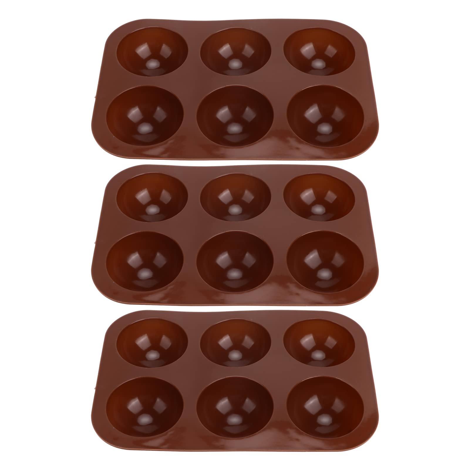 3-Piece Silicone Semi Sphere Baking Molds - 6 Cavity Chocolate Bomb Molds for Jelly, Cake, Dome Mousse, Pudding & Handmade Soap | Perfect for DIY Desserts, Party Treats & Holiday Baking