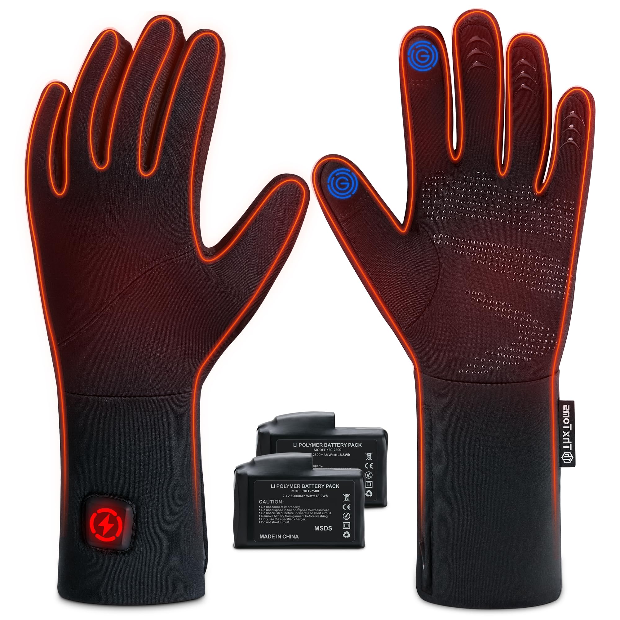 ThxToms Rechargeable Electric Heated Gloves for Men & Women - Thin Battery-Powered Heating Gloves for Raynaud's, Arthritis - Touchscreen Compatible for Skiing, Driving & Outdoor Activities - Instant Warmth & Dexterity