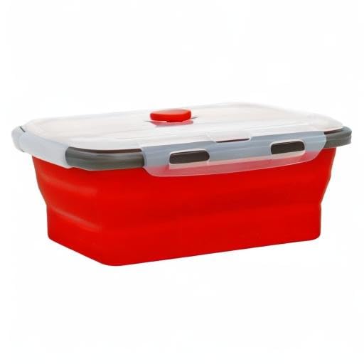 CARTINTS 3-Pack Collapsible Silicone Food Storage Containers with Lids - 500ml BPA-Free Microwave & Freezer Safe Bowls for Meal Prep, Camping, Travel, Office Lunch & Picnics - Space Saving Design (Red)