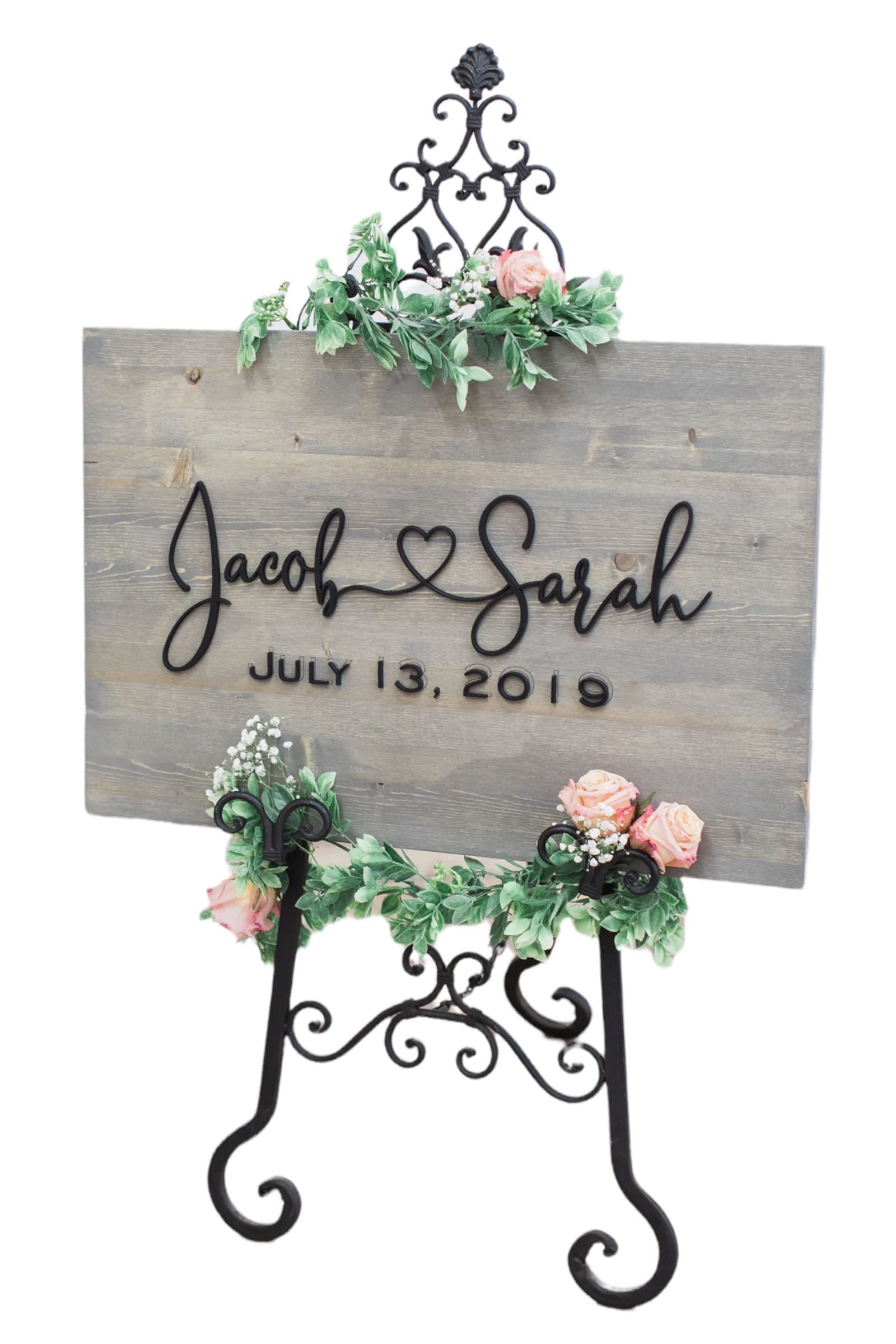 Custom 3D Wooden Wedding Welcome Sign - 12x18 Inches Gray & Black Lettering - Perfect for Wedding Receptions, Bridal Showers, and Home Decor