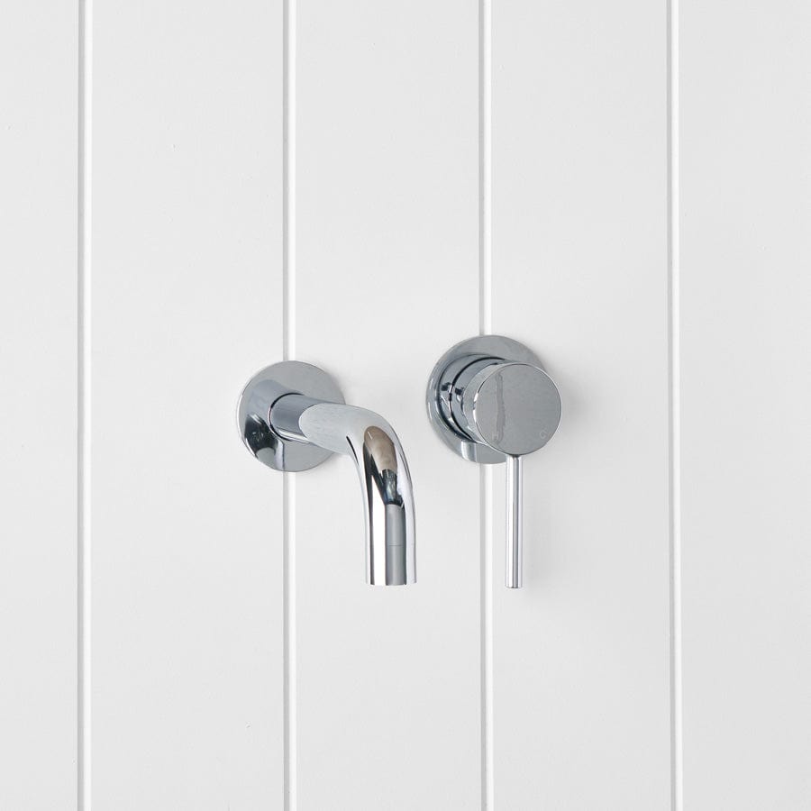 Sydney Wall Spout with Mixer in Chrome - Modern Bathroom Faucet for Sink and Vanity, Perfect for Home and Hotel Renovations