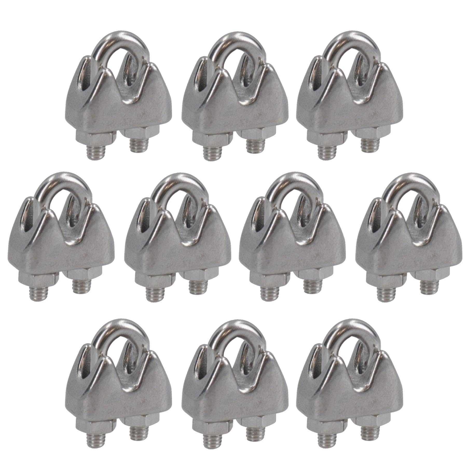 AB Tools 2mm Stainless Steel 316 Marine Grade Wire Rope Clamps (10 Pack) - Heavy Duty Cable Grips for Boating, Rigging & Outdoor Applications