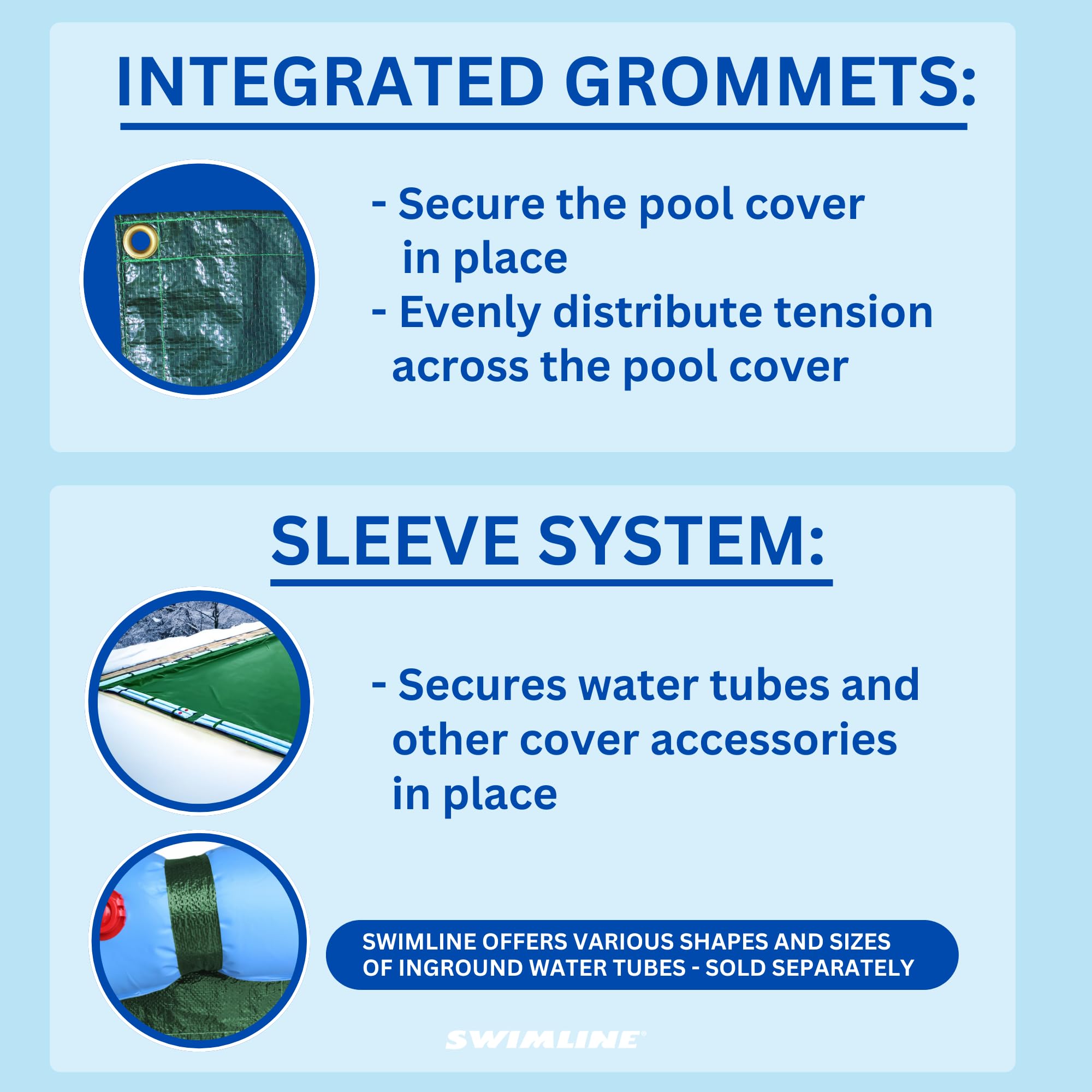 **Heavy Duty SWIMLINE HYDROTOOLS Ripstopper Above Ground Pool Cover | 21x37 FT | Green/Black | UV Protected | Water Tube Sleeves | Fits 16x32 FT Rectangle Pools (RIG1632R) | Durable Protection for Summer & Winter Use**