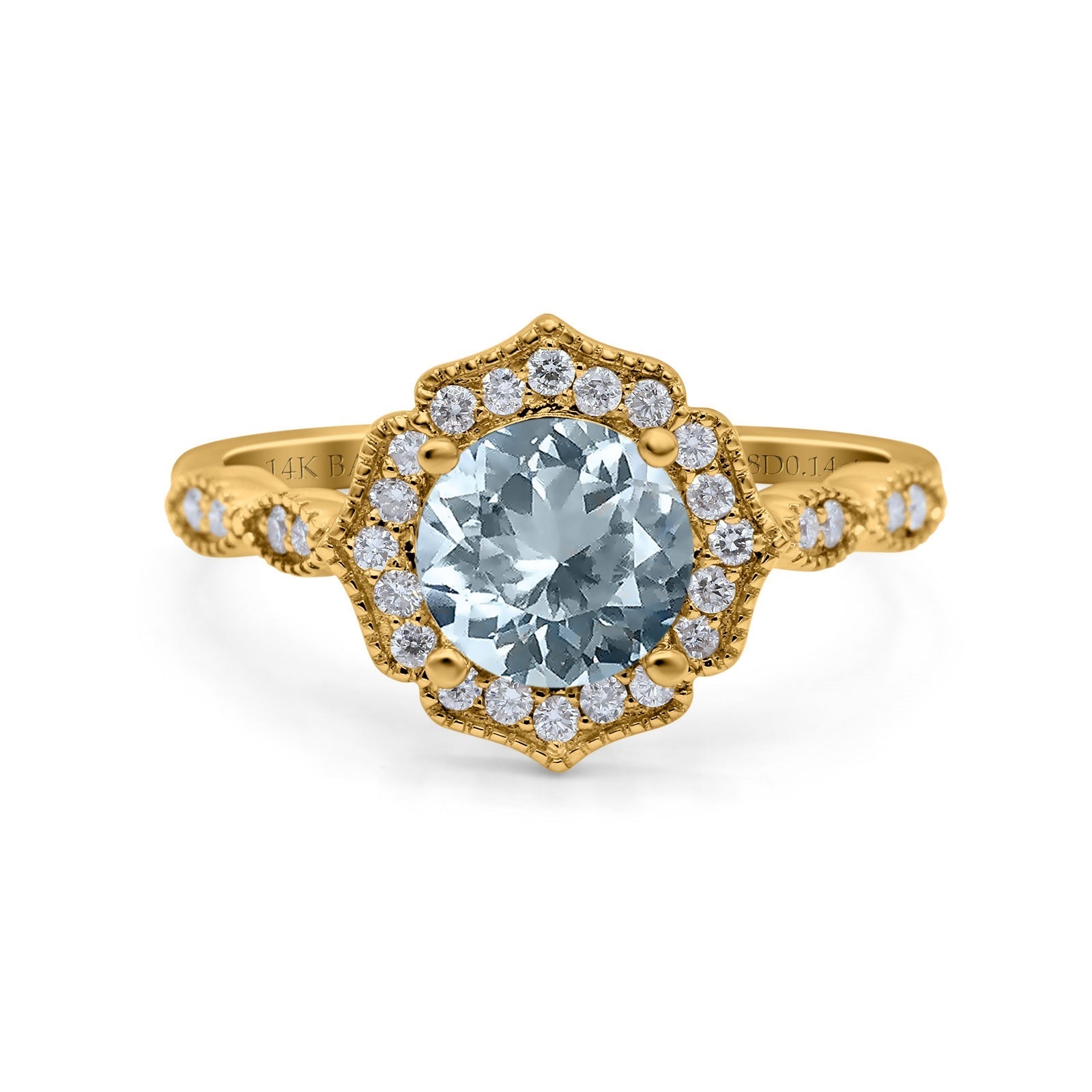 14K Gold 1.42ct Art Deco Round 7mm G SI Diamond Engagement Wedding Ring for Women - Elegant Vintage Bridal Jewelry for Proposals, Anniversaries & Special Occasions