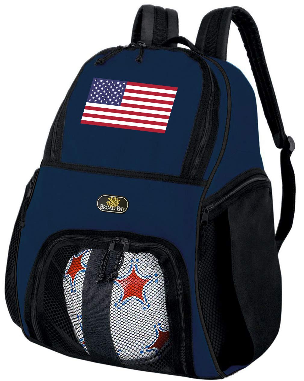 USA Flag Soccer Backpack & Volleyball Backpack - Durable Sports Bag for School, Training, Travel | Patriotic American Flag Design for Athletes & Fans