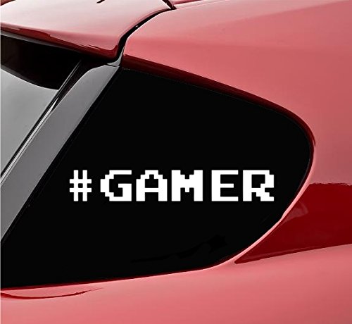 Slap-Art #Gamer Vinyl Decal Sticker - White Gaming Laptop & Console Decoration for Gamers
