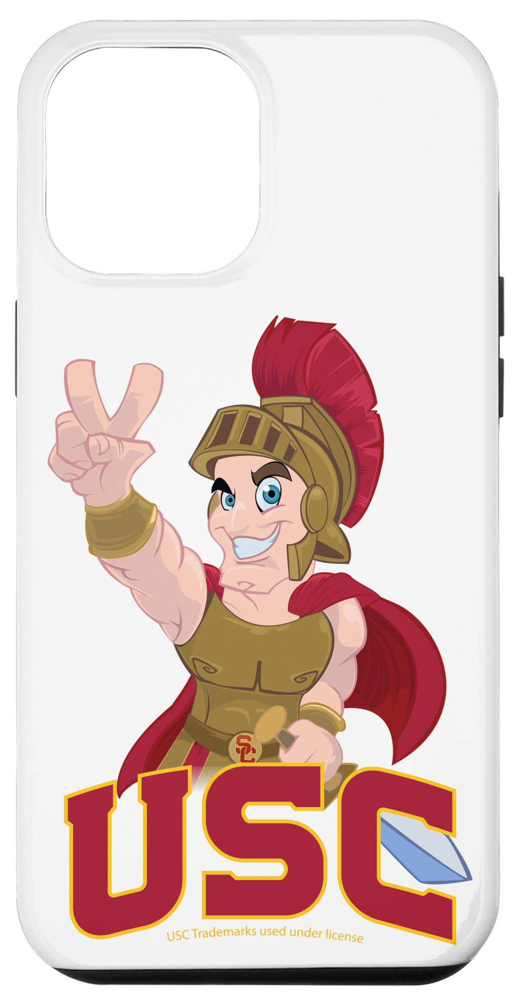 iPhone 12 Pro Max Case - USC NCAA Tommy Trojan V for Victory Protective Phone Cover | Durable Shockproof Design for Daily Use, Sports & Travel