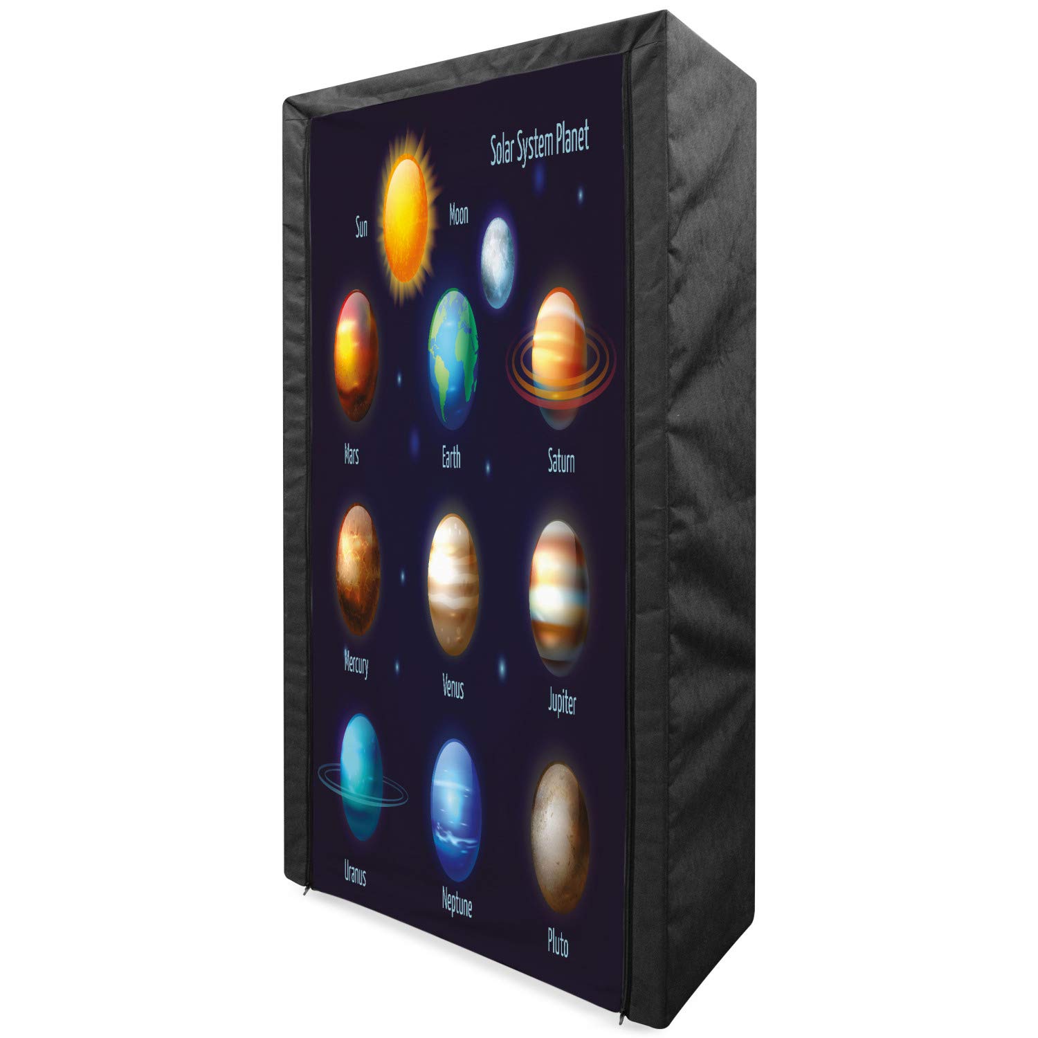 Ambesonne Portable Fabric Wardrobe with Solar System Planets & Sun Design - 33.5