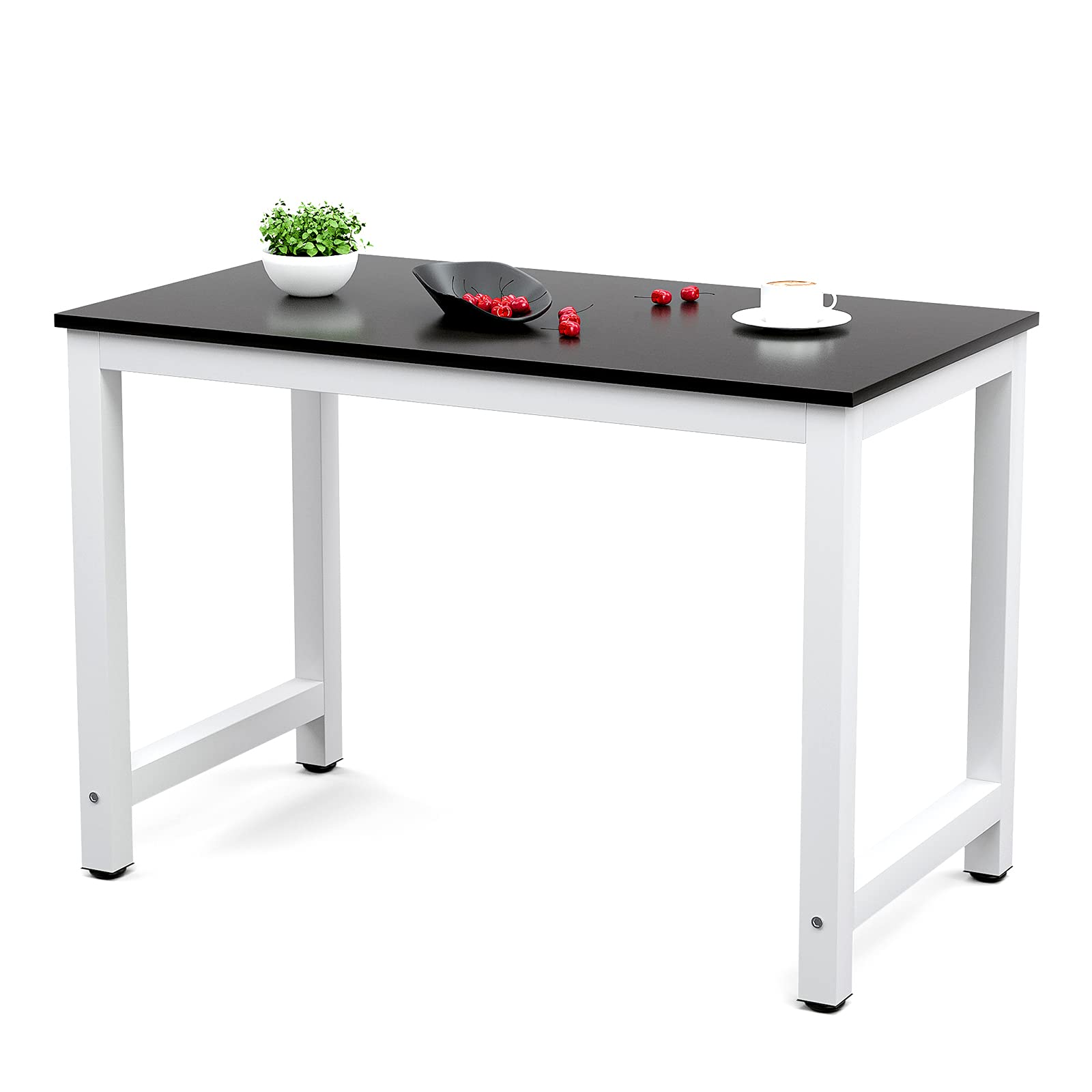 43 Inch Solid Wood Dining Table - Super Sturdy Kitchen Table for 2-4 People - Perfect for Small Apartments, Homes, Offices & Kitchens (Black) | Ideal for Family Dinners, Work Meetings & Compact Spaces