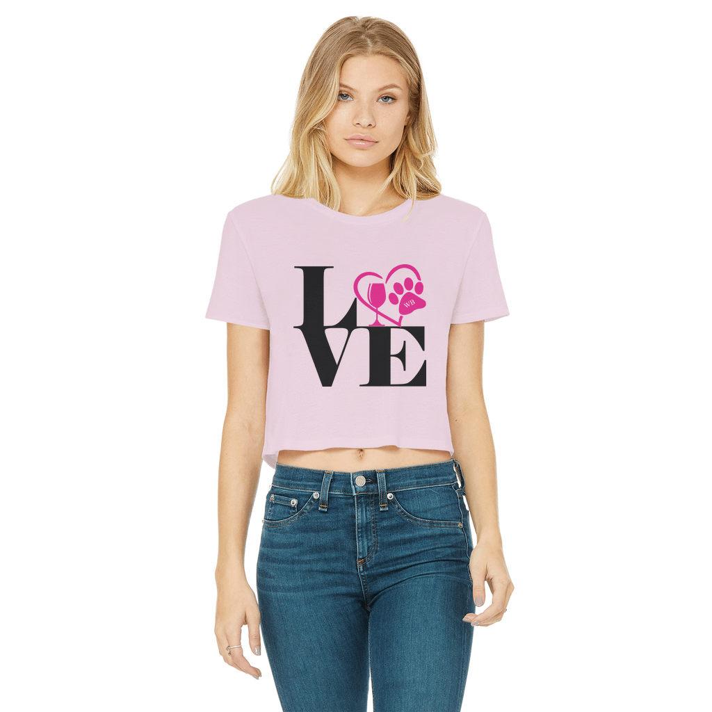 Love Paw 2 Classic Women's Cropped Raw Edge T-Shirt | Vintage-Inspired Graphic Tee for Casual Outfits & Date Nights | WineyBitches.Co