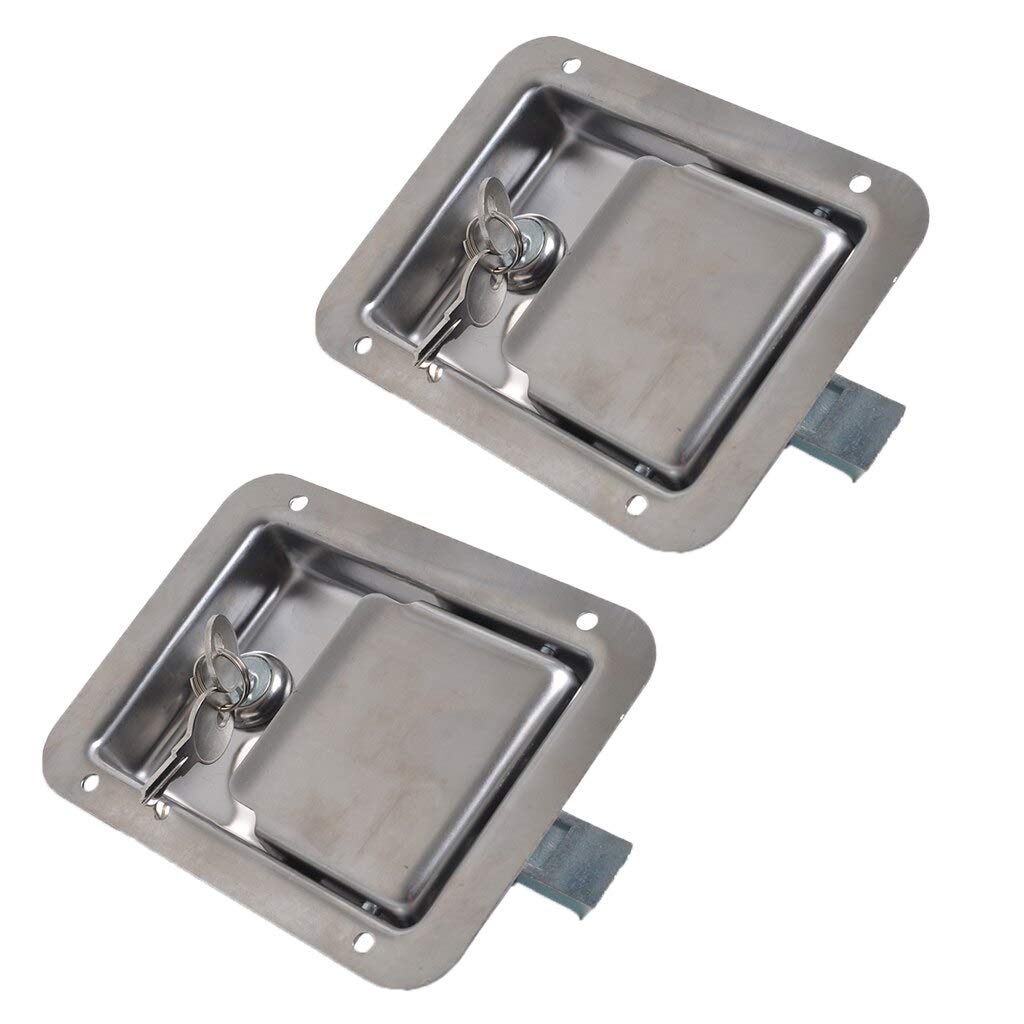2-Pack Stainless Steel Paddle Flush Door Lock - Recessed Mount Latch for Cabinets, Drawers & Furniture - Rustproof & Durable for Home, Office & RV Use