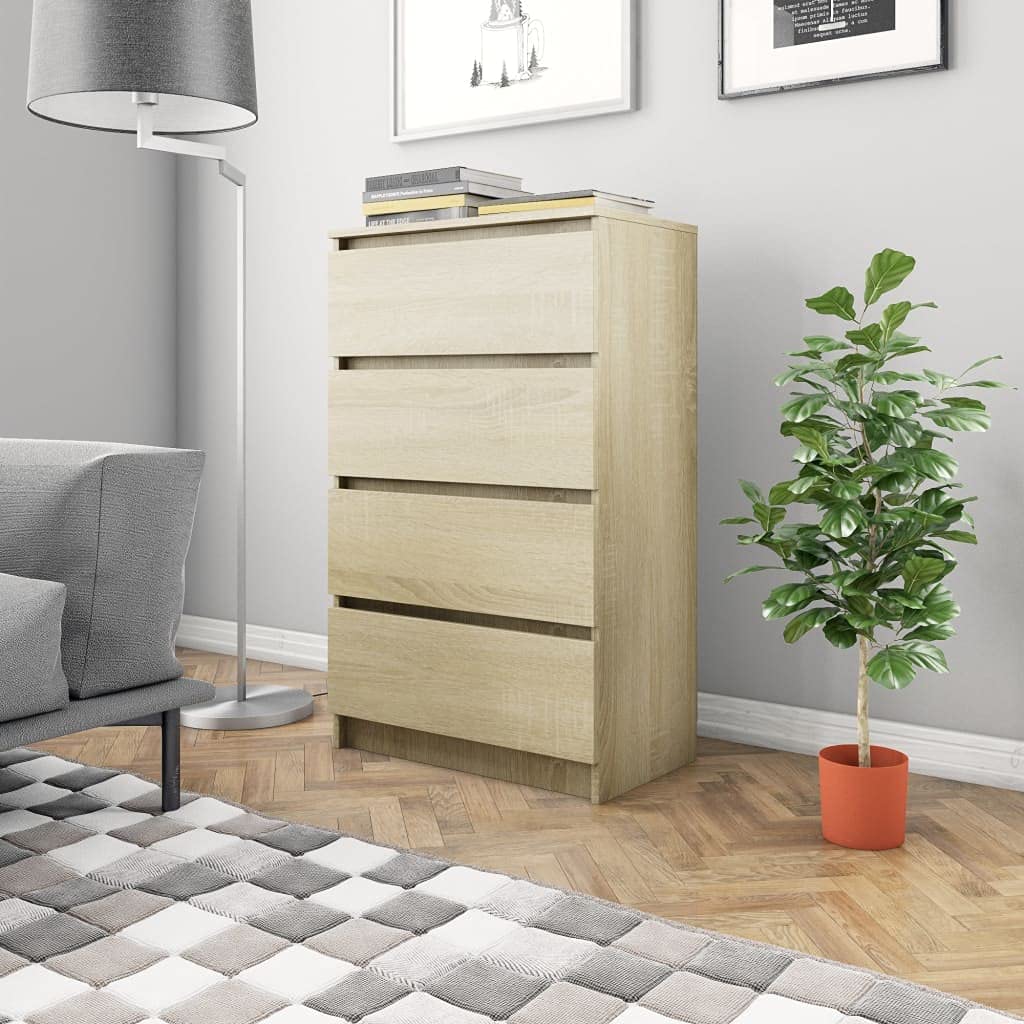 Modern Wood Sideboard Buffet Cabinet with 4 Drawers - Kitchen Storage Cupboard & Dining Room Console Table - Perfect for Serving, Organizing & Home Decor (Brown)