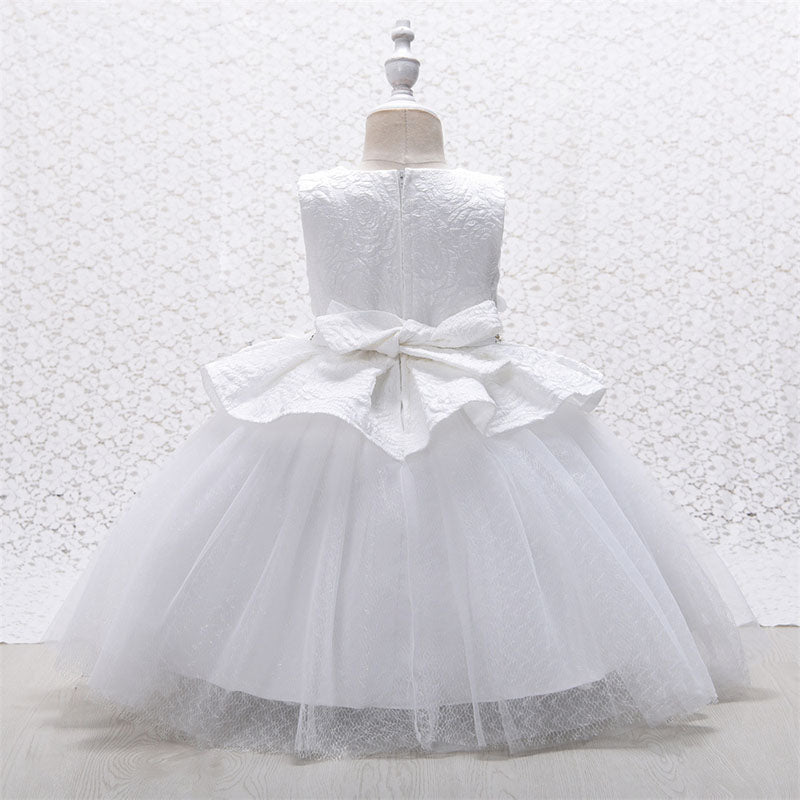 Lace Tulle Princess Flower Girl Dress for Weddings - Sleeveless Tea-Length Party Gown for Kids, Perfect for Bridal Showers, Birthday Parties & Special Occasions