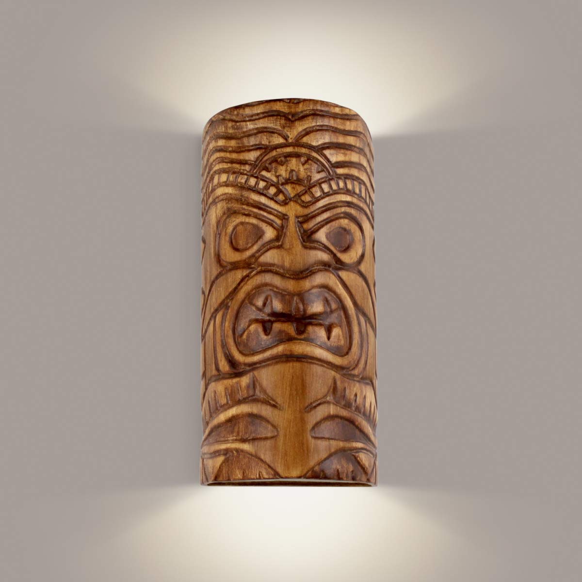 Vintage Amber Glass Tiki Wall Sconce with LED Lighting - Hawaiian Tropical Decor for Patio, Bar, and Outdoor Party Lighting