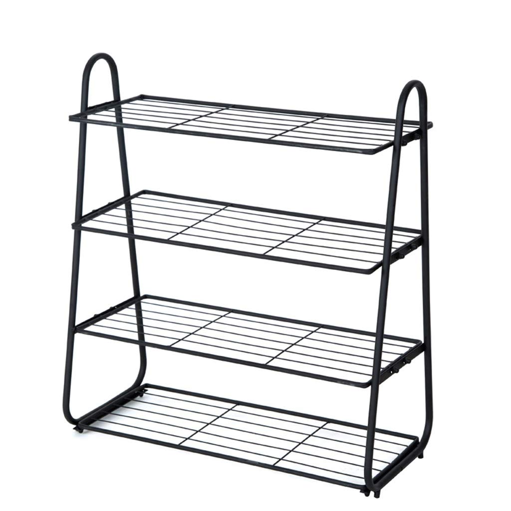 AVEO 4-Tier Stackable Shoe Rack Organizer - Adjustable & Expandable Iron Shoe Storage Cabinet for Entryway, Closet, Bedroom (Black, 4 Shelves) - Perfect for Small Spaces & Apartment Living