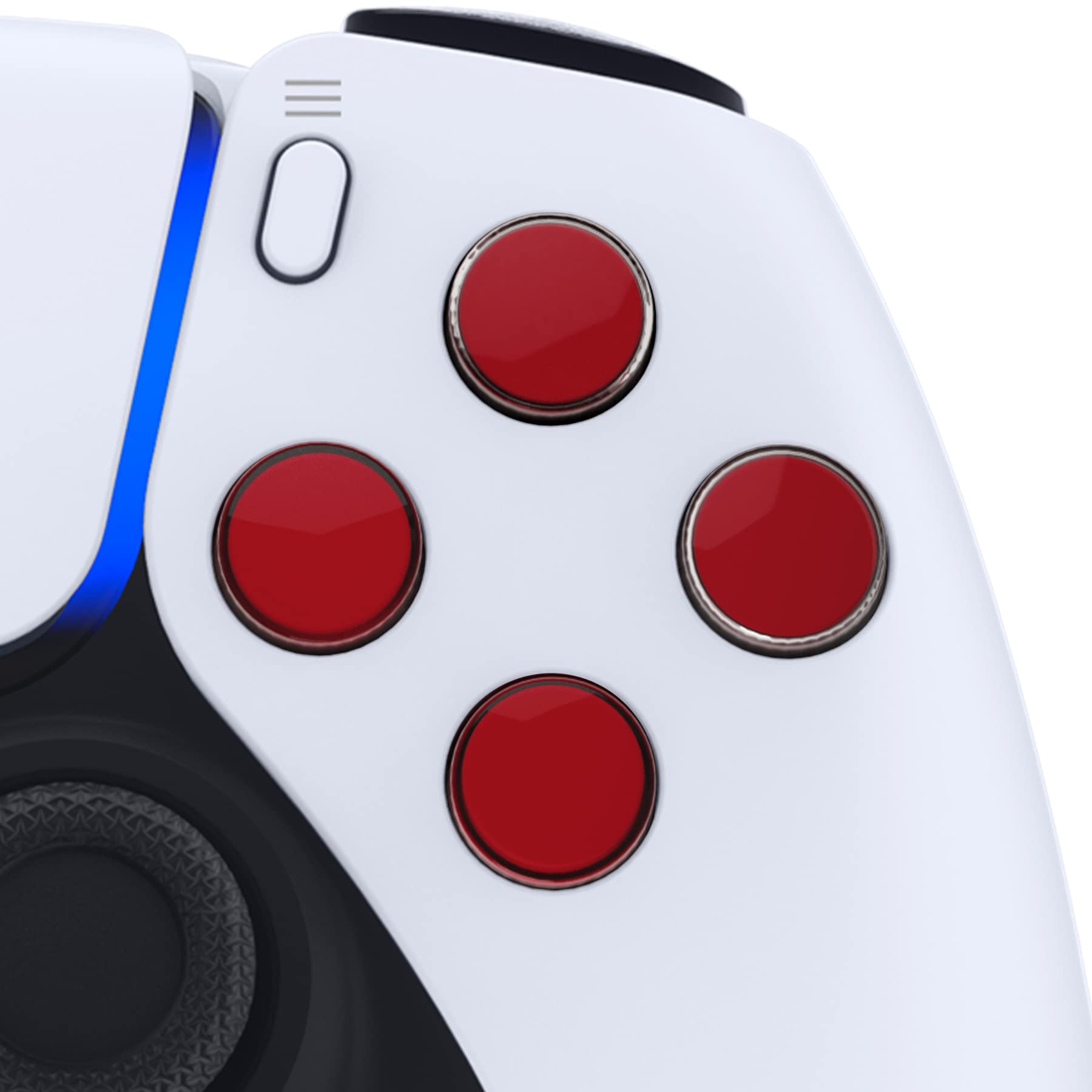 eXtremeRate Two-Tone Carmine Red & Clear Custom D-Pad Action Buttons Replacement for PS5 Controller - No Letter Imprint, Enhanced Gaming Performance for FPS, Racing & Fighting Games