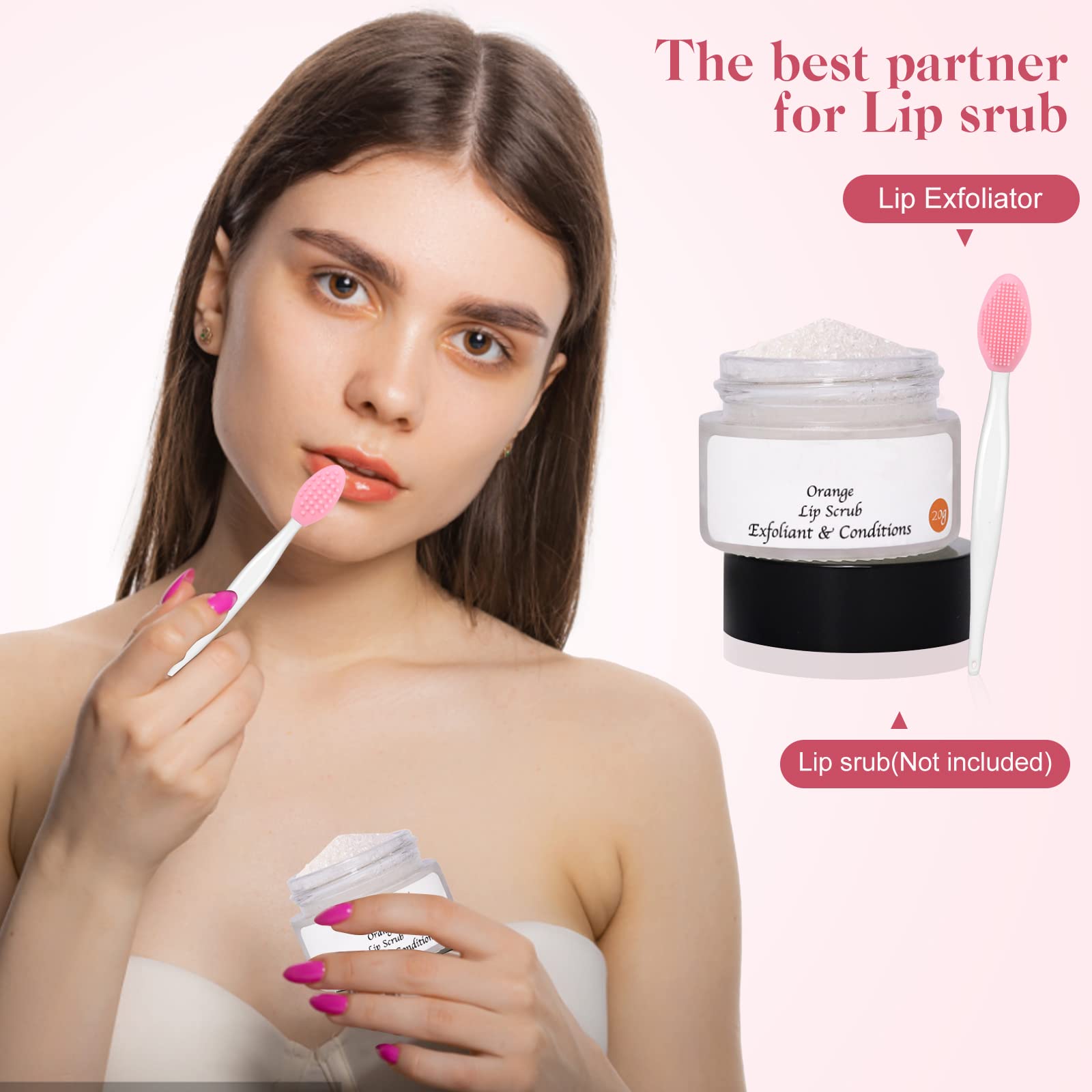 5-Piece Double-Sided Silicone Lip Exfoliator Brush Set - Lip Scrubber & Massage Tool for Dark Lips & Dry Skin Care - Perfect for Exfoliation, Lipstick Application & Spa Treatments