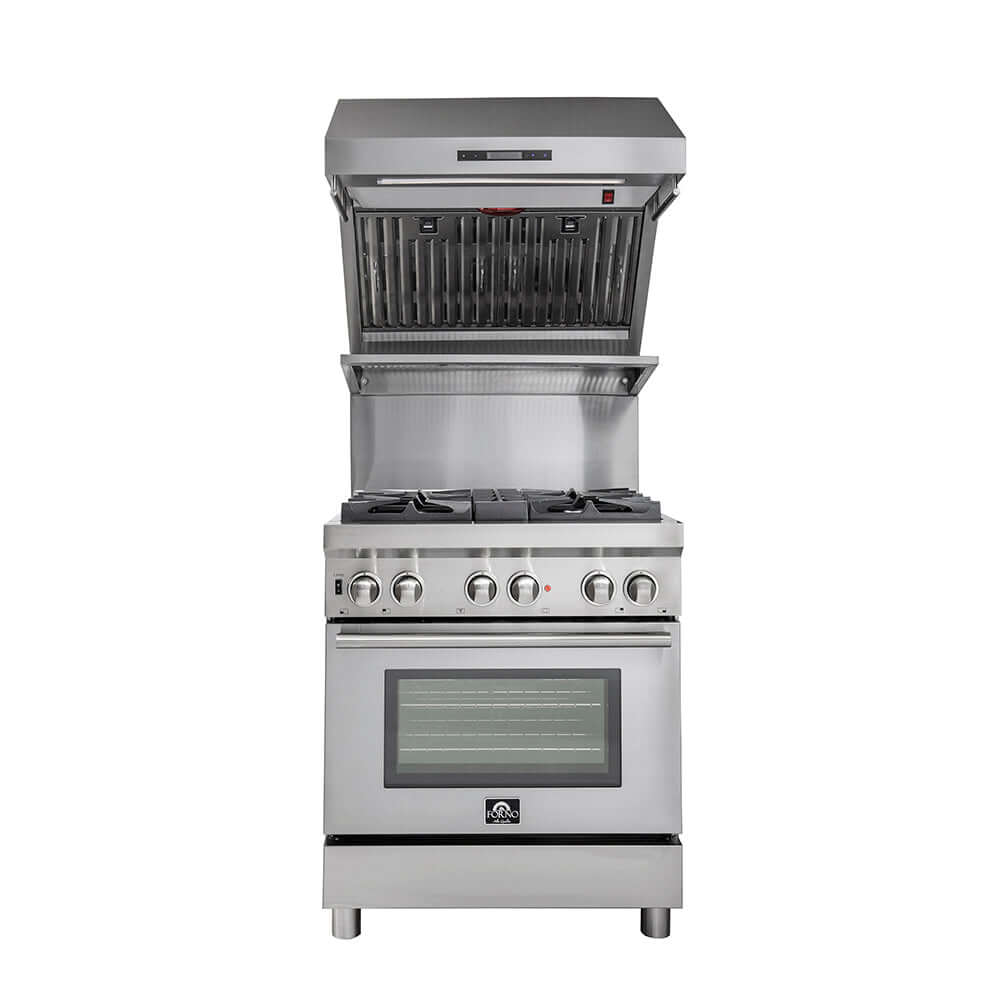 Forno Savona 30-Inch Stainless Steel Wall Mount Range Hood with Backsplash, Red Light Warmer & Shelf - Professional Kitchen Ventilation for Home Cooking (FRHWM5029 30HB) | Perfect for Modern Kitchens, Restaurants & Outdoor BBQ Areas
