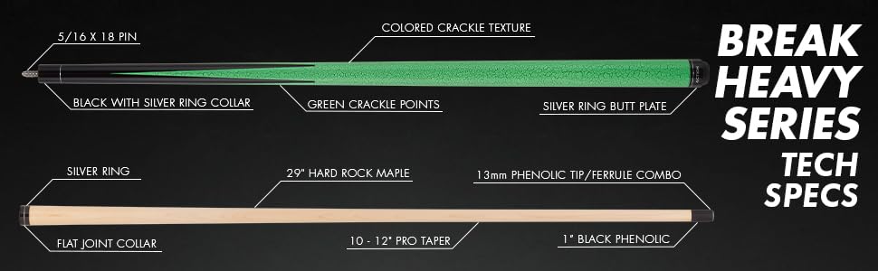 Premium 25oz Heavy Break Billiards Pool Cue Stick - Professional Action Cue for Powerful Breaks - Perfect for Tournaments, Bars & Home Game Rooms