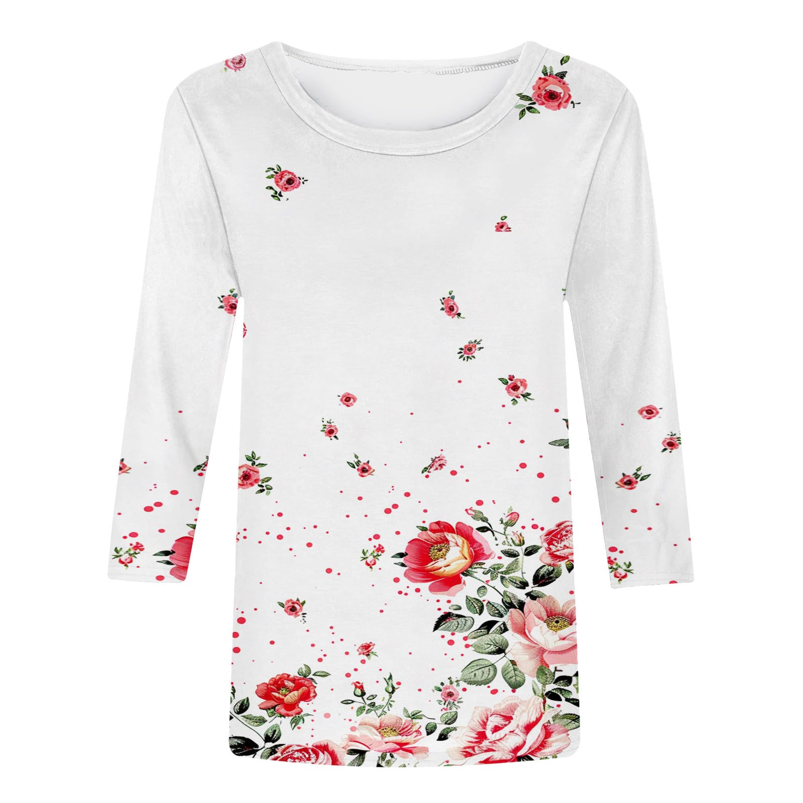 Trendy Women's 3/4 Sleeve Summer Shirts - Floral Boho Blouses for Casual Outings