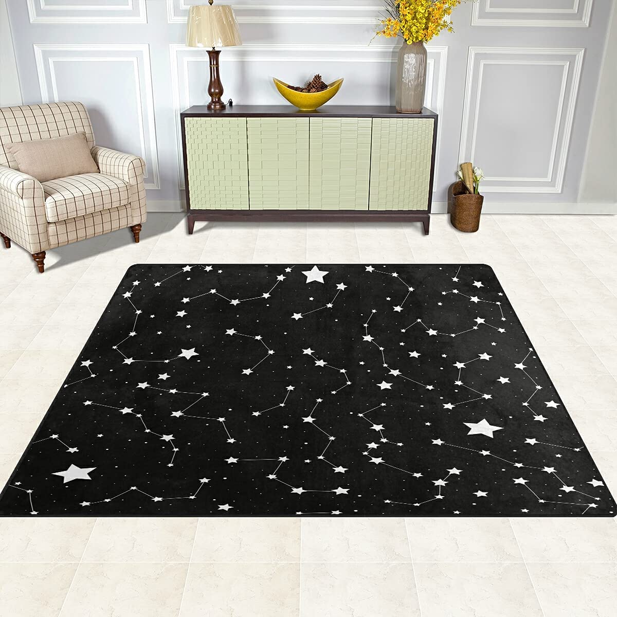 ALAZA Magic Constellation Star Space Area Rug - 7' x 5' Non-Slip Living Room & Bedroom Carpet - Perfect for Kids Room, Nursery, Dorm Decor & Cosmic Themed Spaces