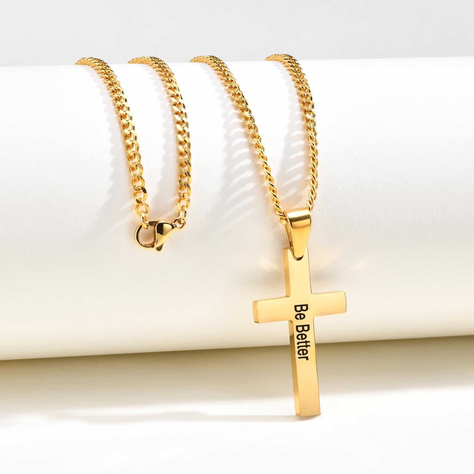 Custom Engravable Cross Pendant Necklace for Men & Women - Religious Easter Jewelry, Christian Birthday Gifts - Perfect for Church, Weddings & Special Occasions