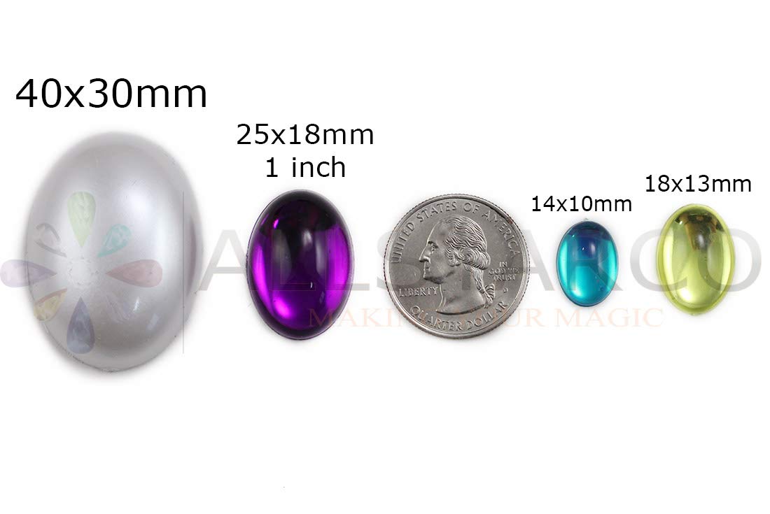 Allstarco 40x30mm Red Ruby H103 Large Flat Back Oval Acrylic Cabochons Rhinestones - 4pcs Plastic Gems for DIY Crafts, Costume Design, Wedding Invitations, Jewelry Making & Cosplay Accessories | Perfect for Scrapbooking, Nail Art & Home Decor