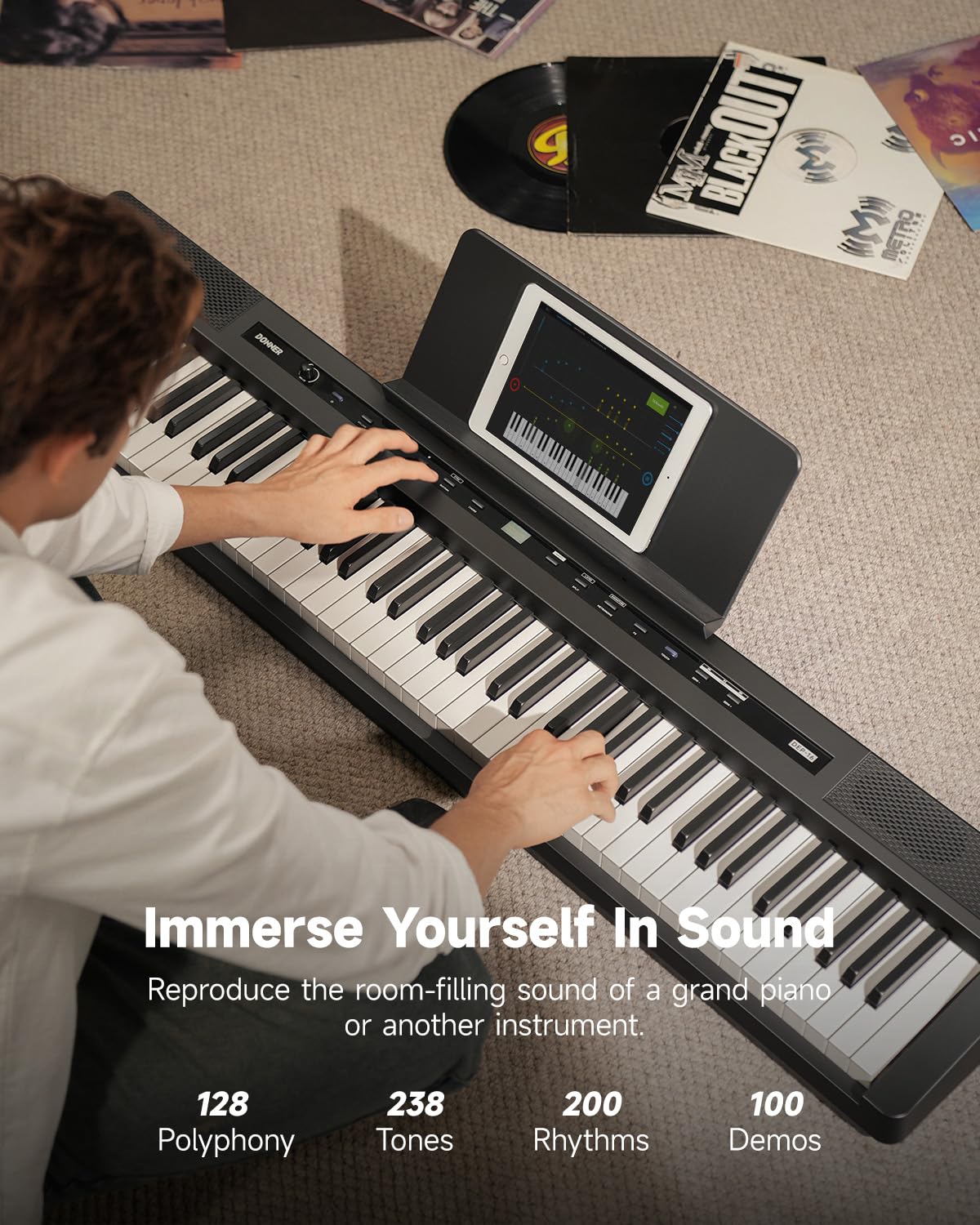 Donner DEP-16 88-Key Weighted Digital Piano Keyboard with Sustain Pedal & Power Supply - Full-Size Electric Piano for Beginners, Home Practice & Studio Recording