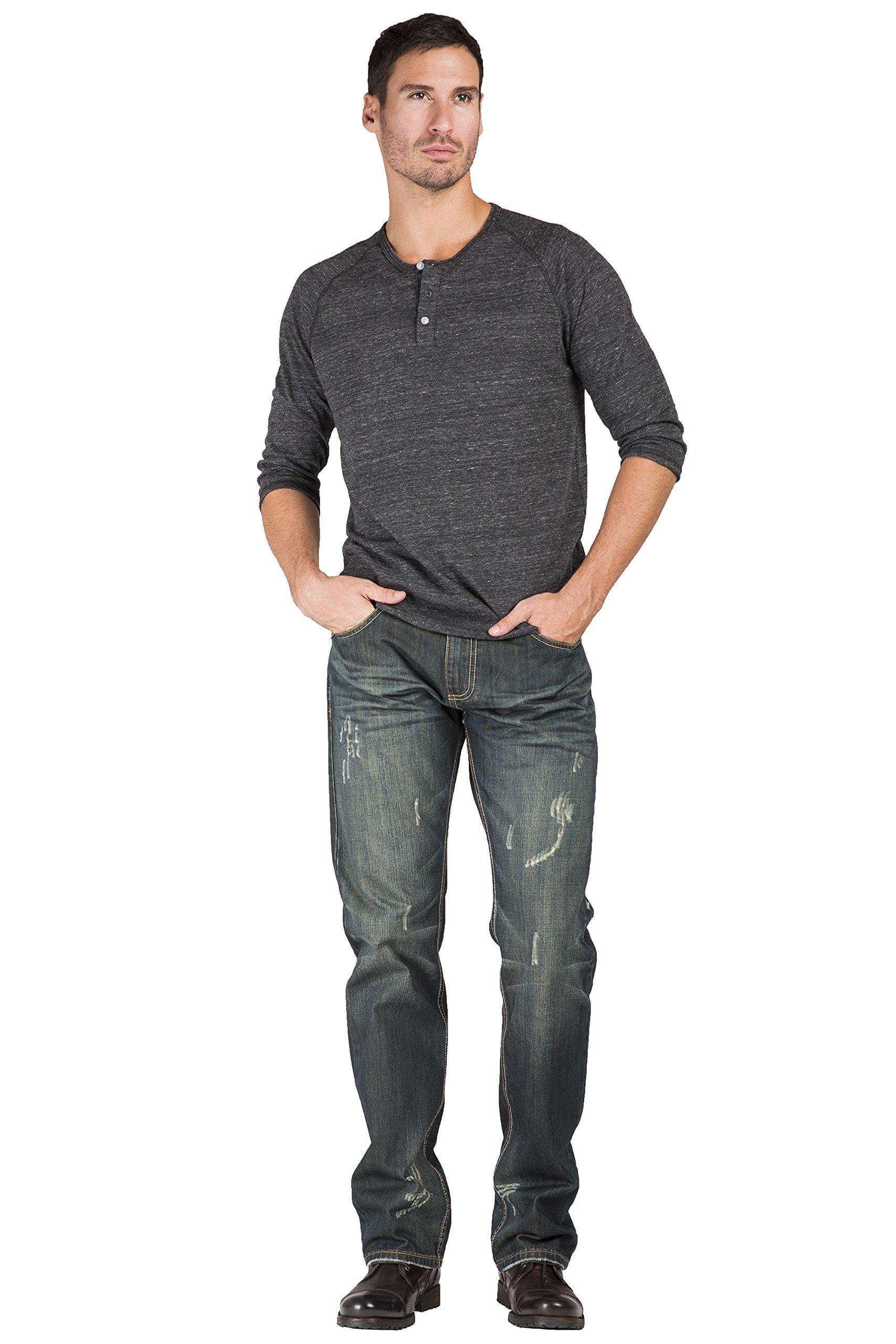 Premium Men's Relaxed Straight Fit Denim Jeans - Handcrafted Wash & Whiskering - Classic 5-Pocket Design - Comfortable Casual Wear for Everyday & Work