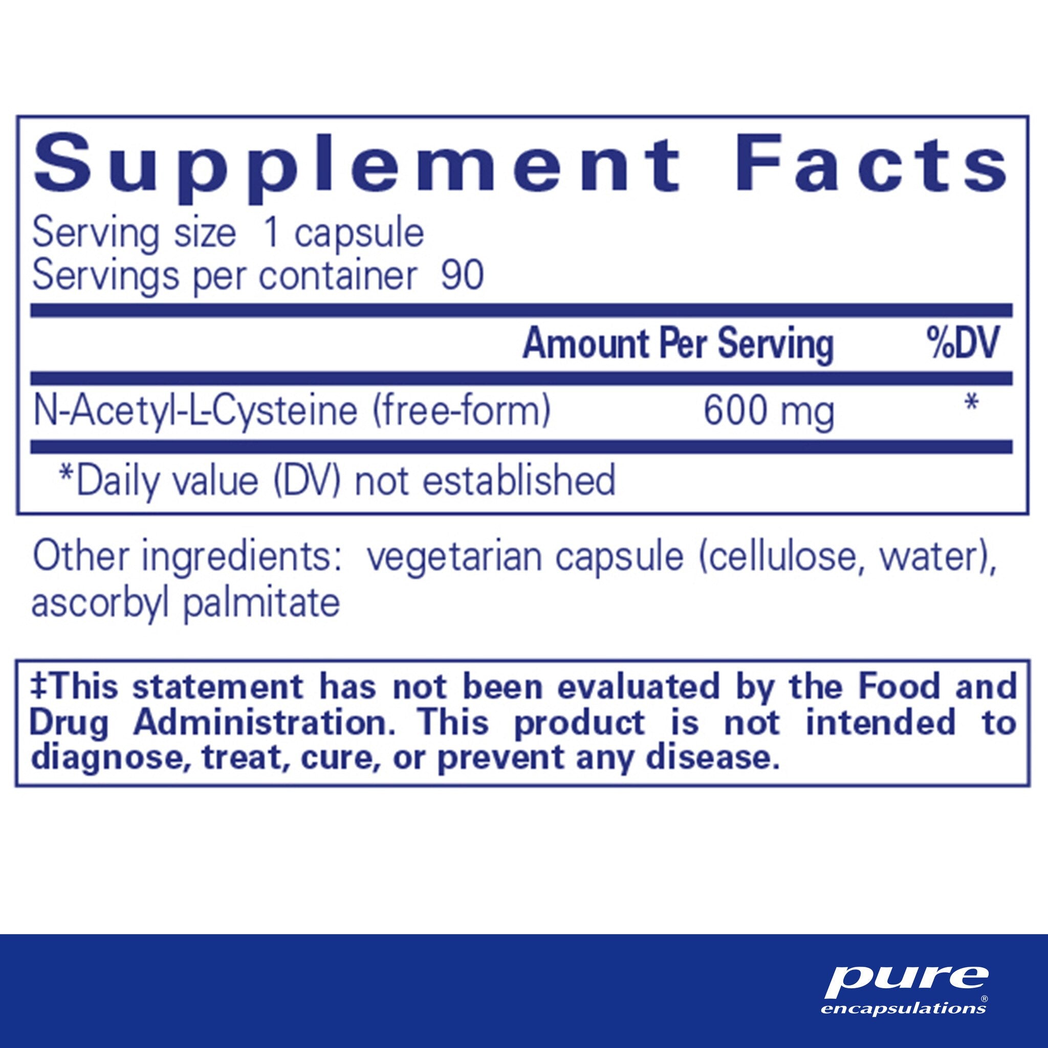 Pure Encapsulations NAC (N-Acetyl Cysteine) 600mg Supplement - Supports Liver Detox & Respiratory Health | Antioxidant for Immune Support & Cellular Protection | Ideal for Daily Wellness & Detox Regimen